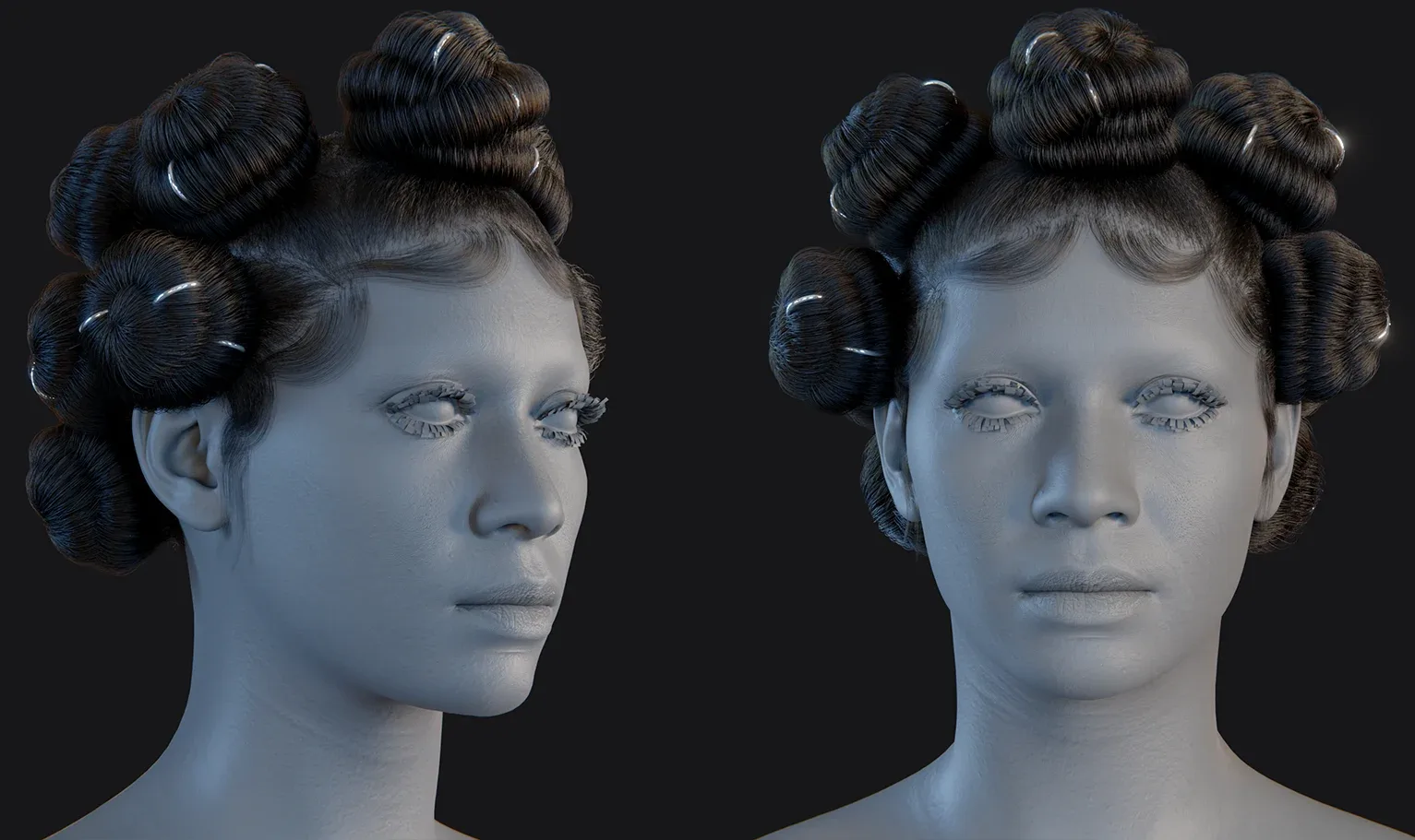 PixelHair - 3D hair for blender and Unreal Engine (Bantu Knots )