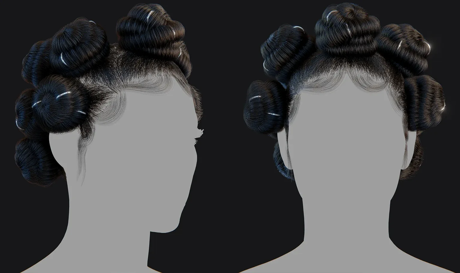 PixelHair - 3D hair for blender and Unreal Engine (Bantu Knots )