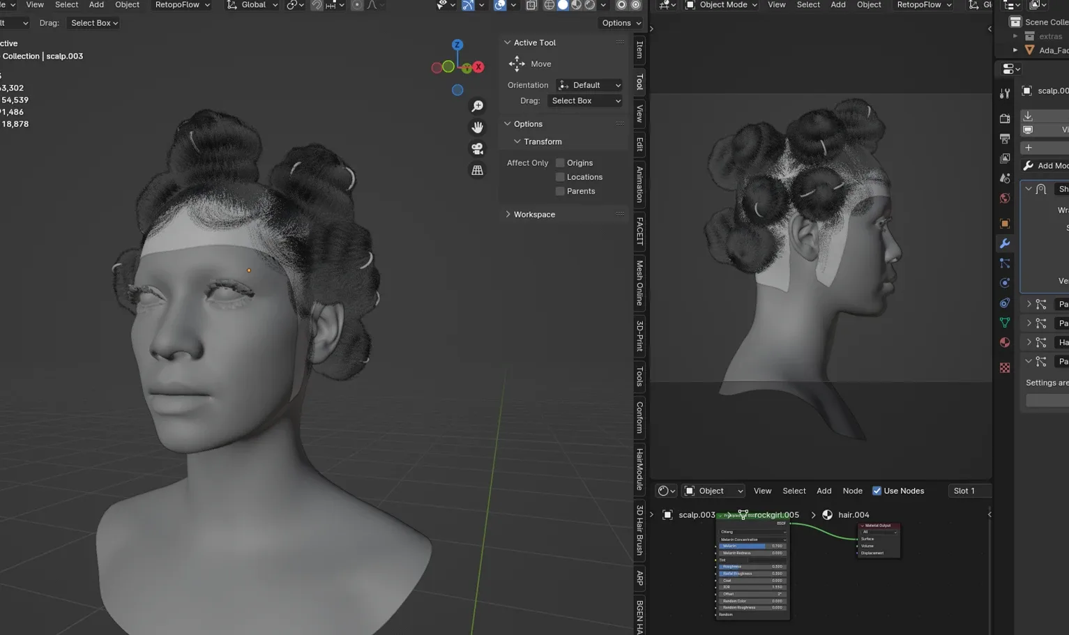 PixelHair - 3D hair for blender and Unreal Engine (Bantu Knots )