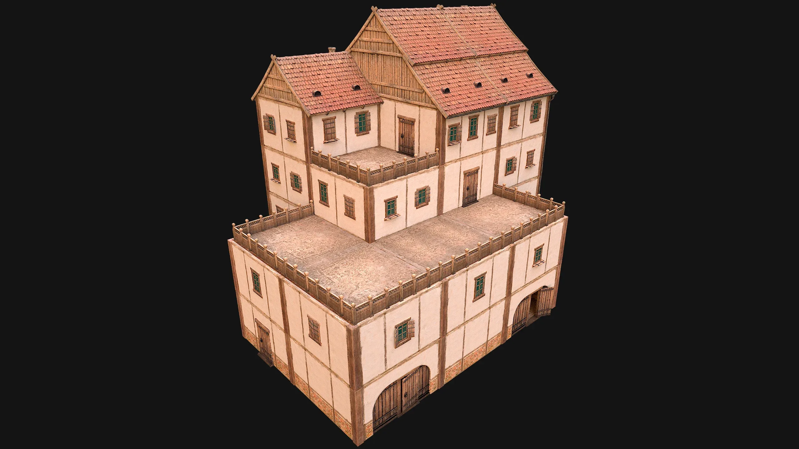 Medieval Skyscraper House with Barn