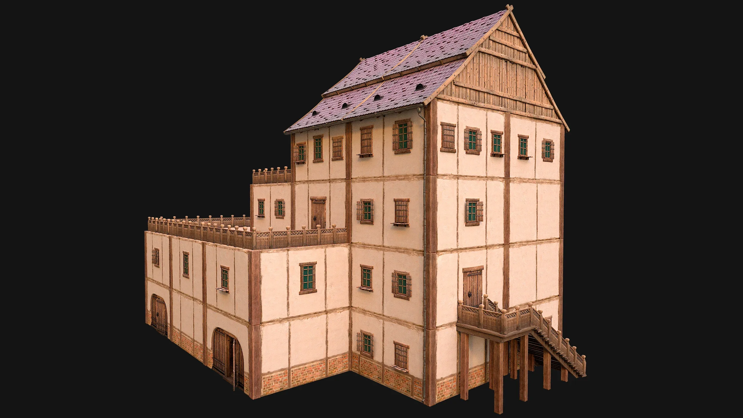 Medieval Skyscraper House with Barn