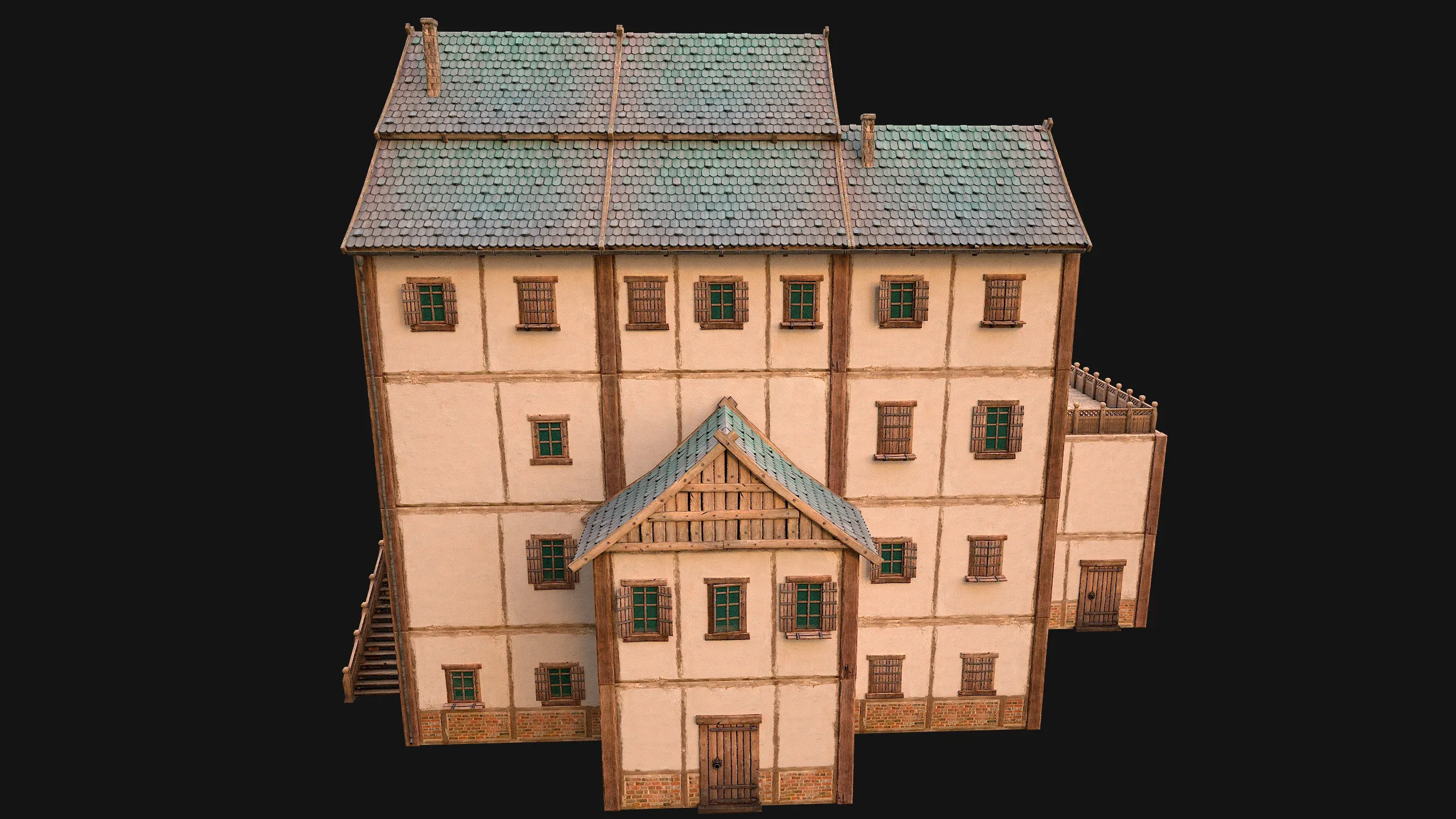 Medieval Skyscraper House with Barn