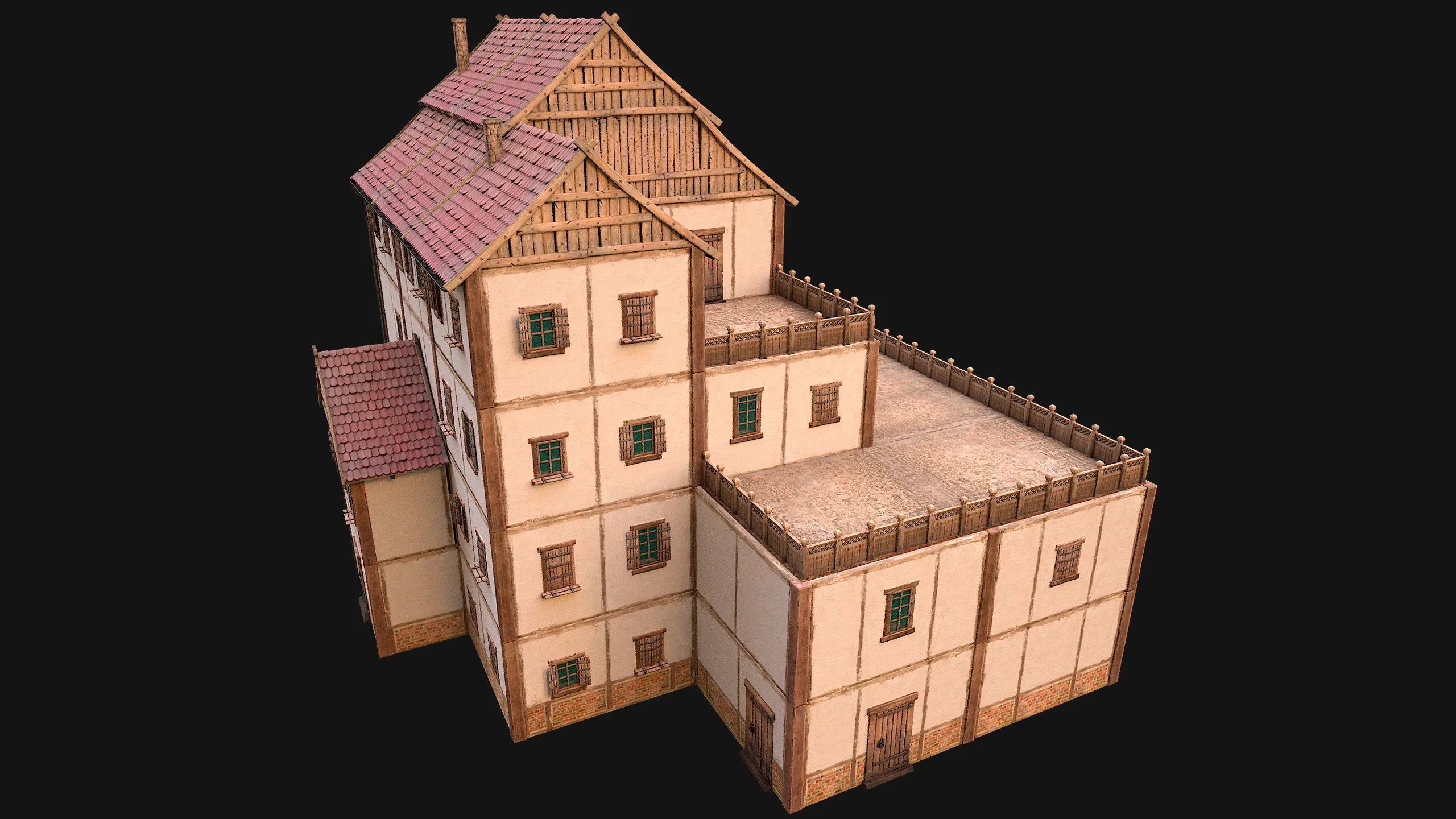 Medieval Skyscraper House with Barn