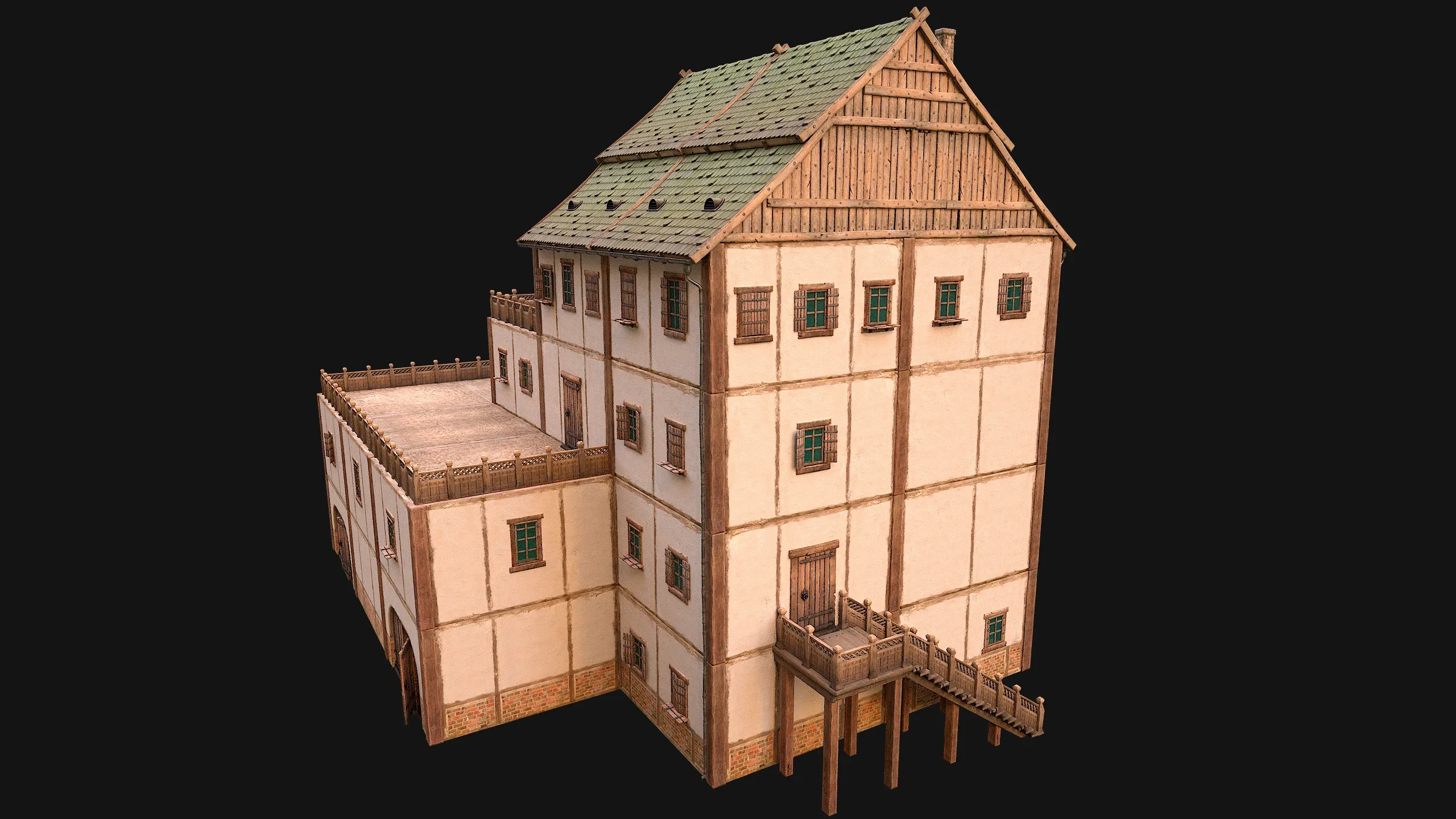 Medieval Skyscraper House with Barn