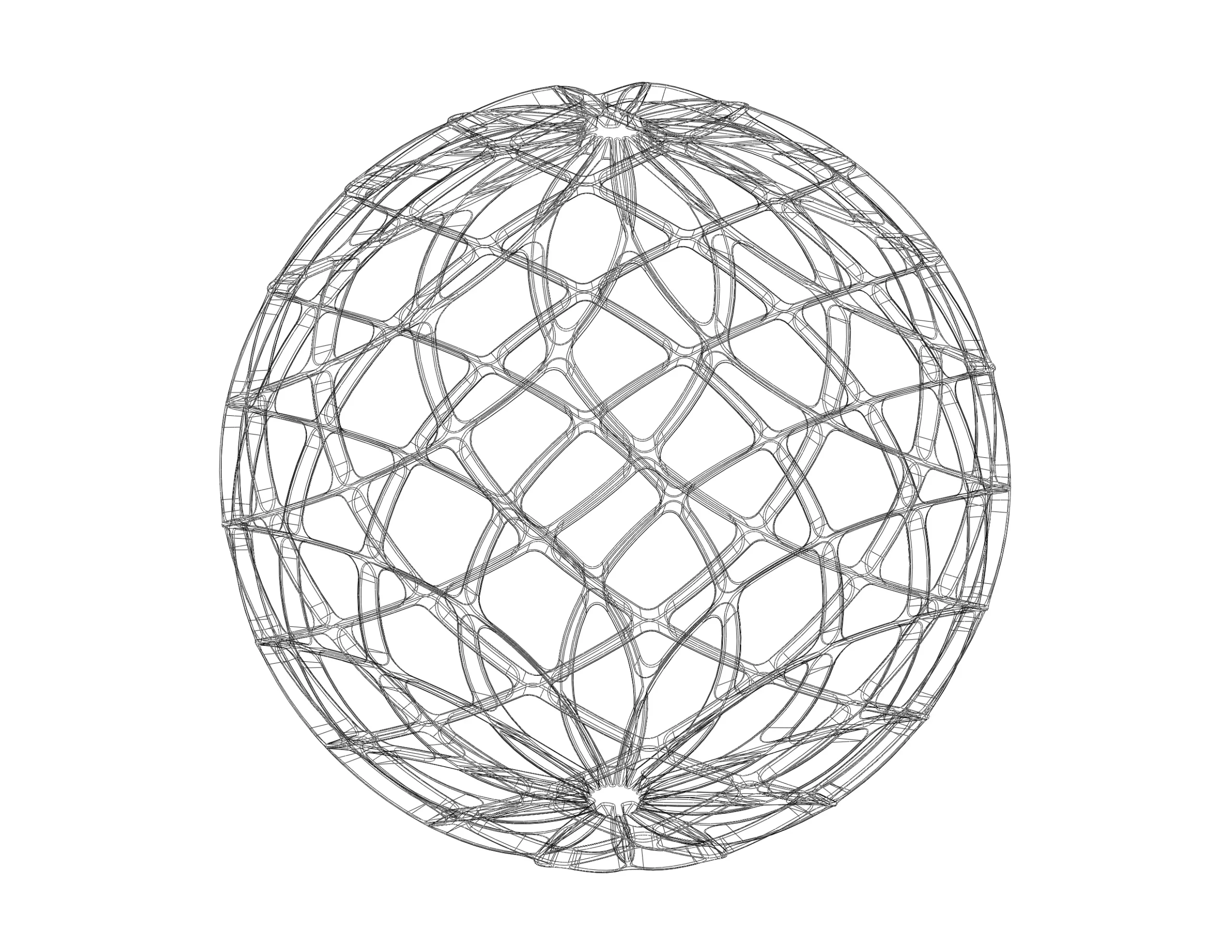 Wireframe Shape Geo Complex Twisted Sphere