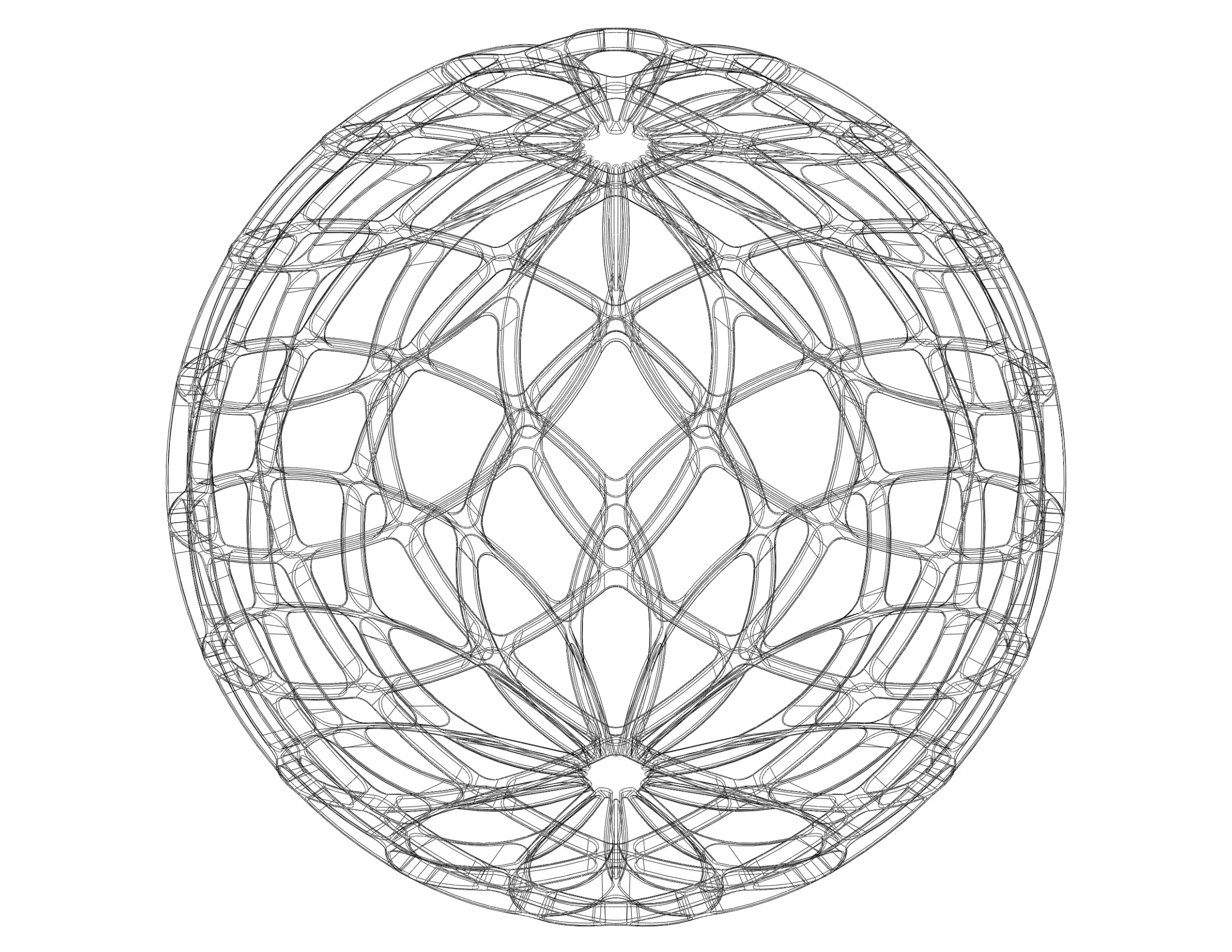 Wireframe Shape Geo Complex Twisted Sphere