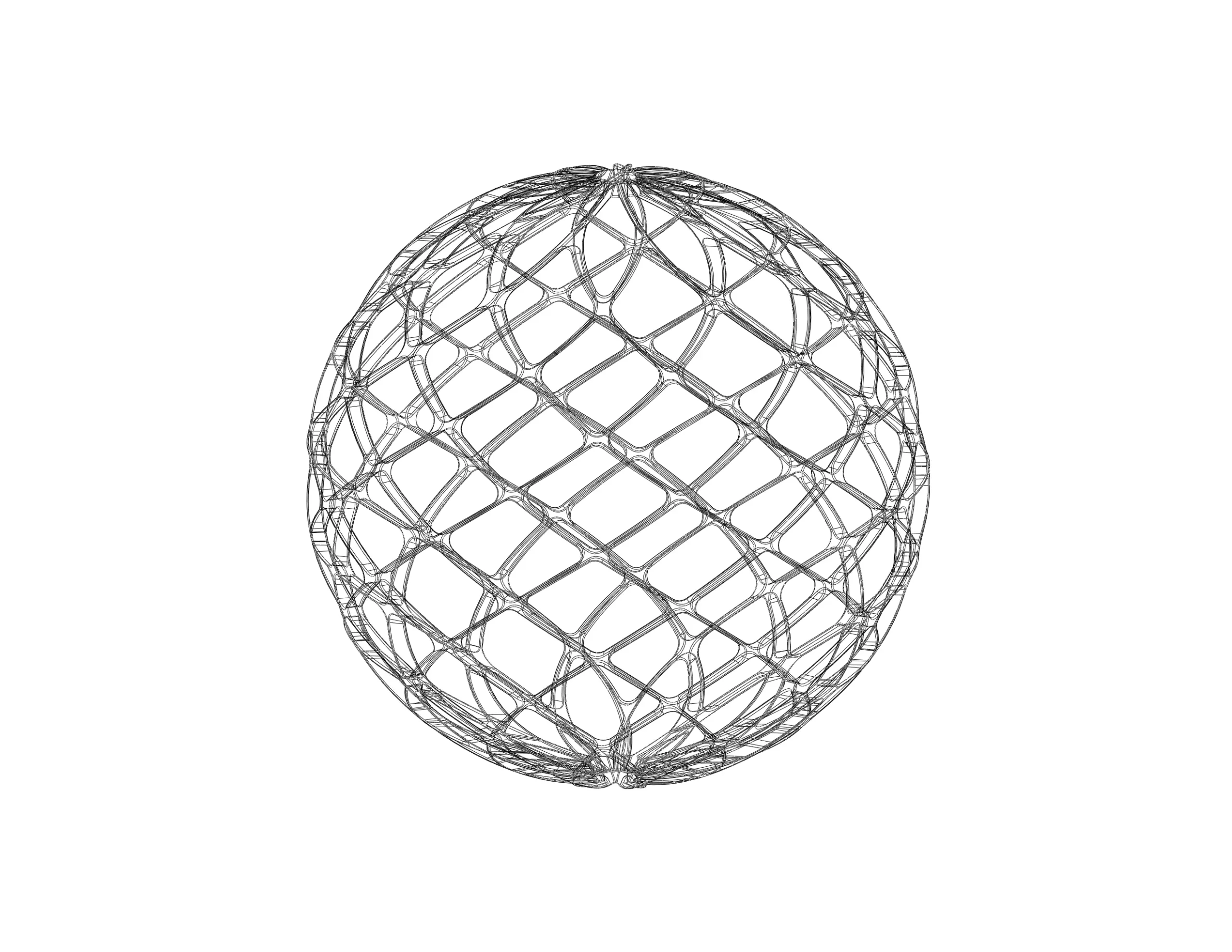 Wireframe Shape Geo Complex Twisted Sphere