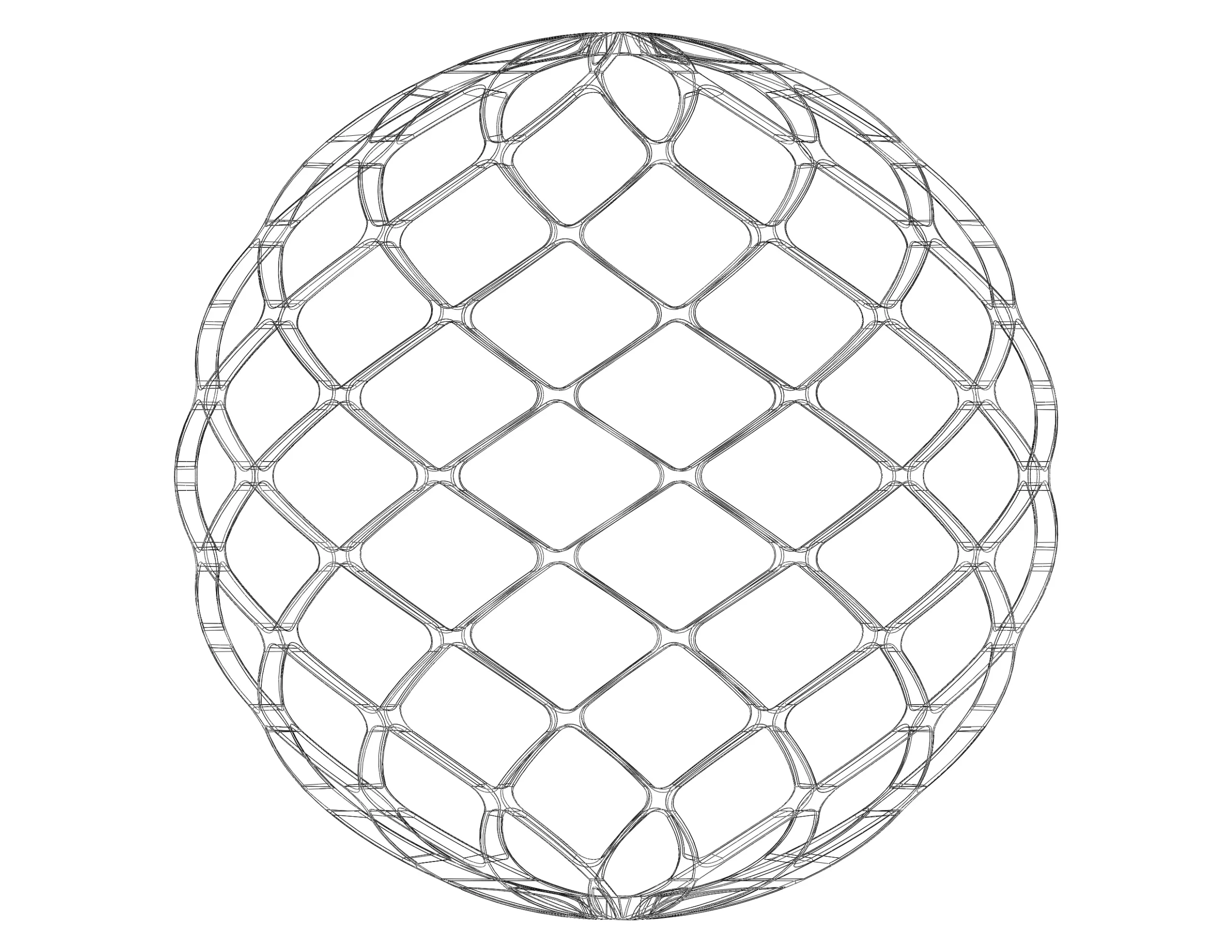 Wireframe Shape Geo Complex Twisted Sphere