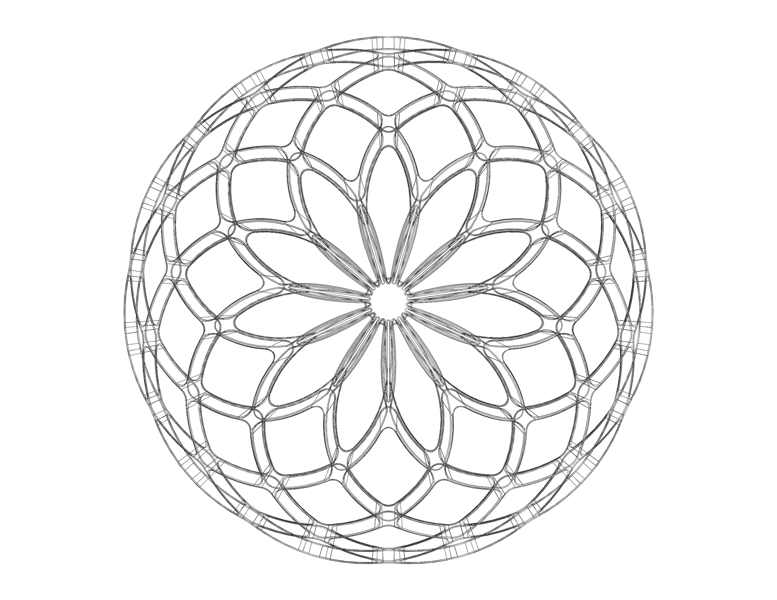 Wireframe Shape Geo Complex Twisted Sphere