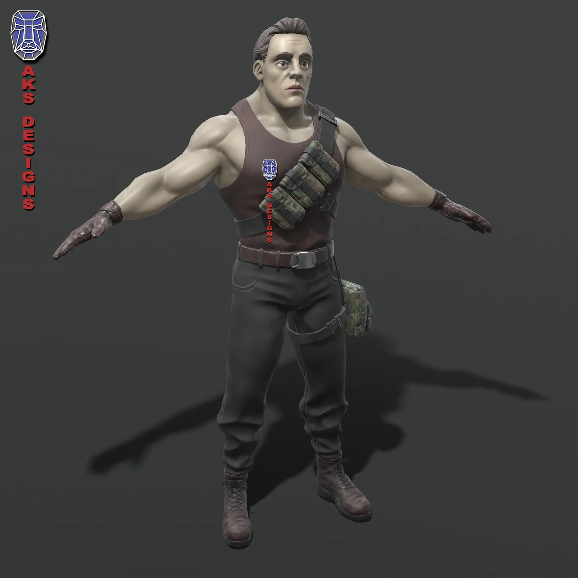 Cartoon stylized Army soldier Game ready No rig