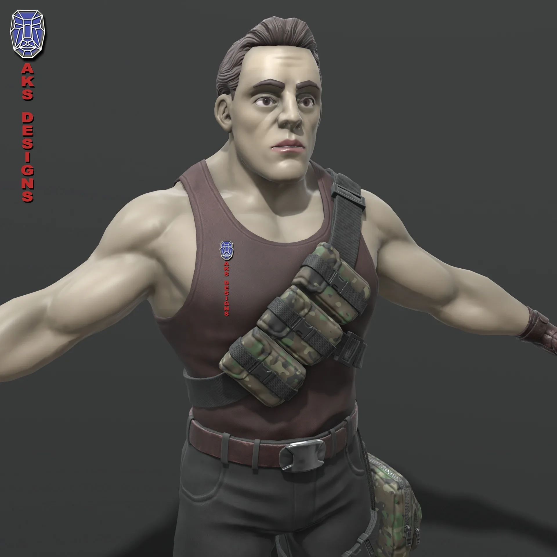 Cartoon stylized Army soldier Game ready No rig