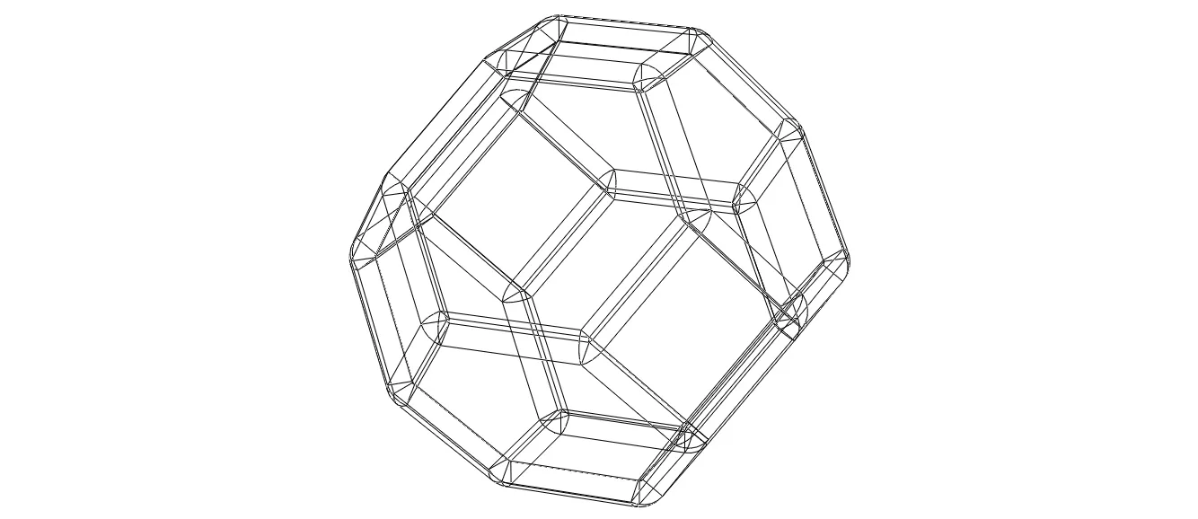 Wireframe Shape Truncated Octahedron