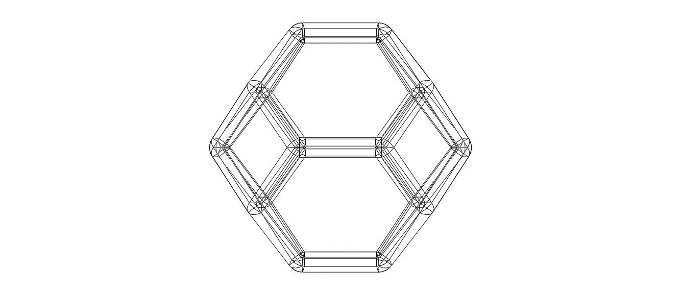 Wireframe Shape Truncated Octahedron