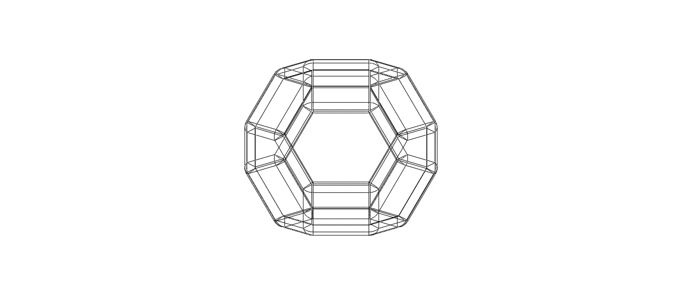 Wireframe Shape Truncated Octahedron