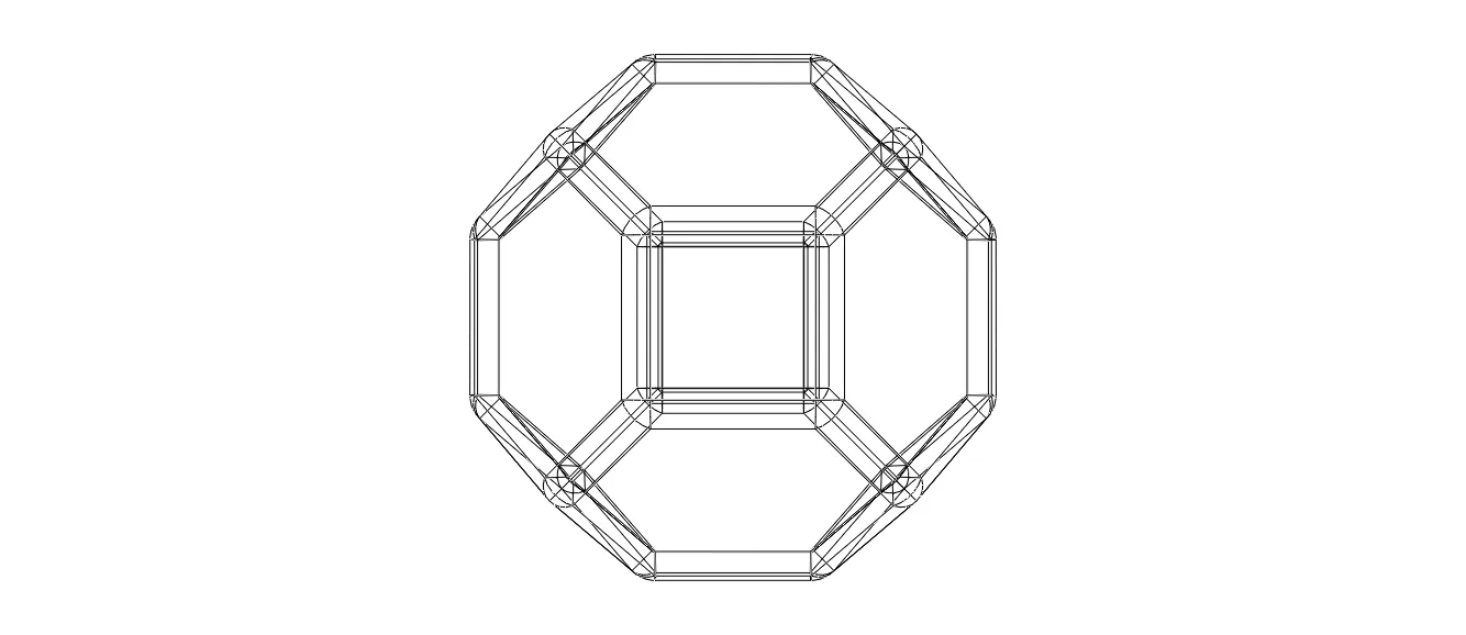 Wireframe Shape Truncated Octahedron