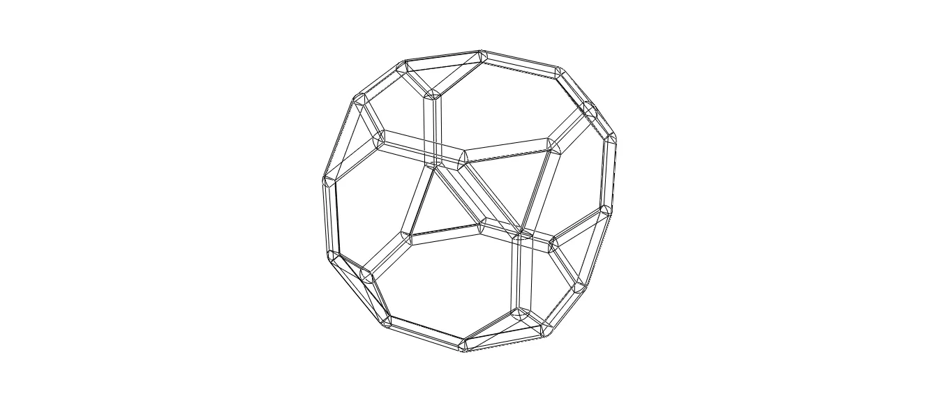 Wireframe Shape Truncated Cube