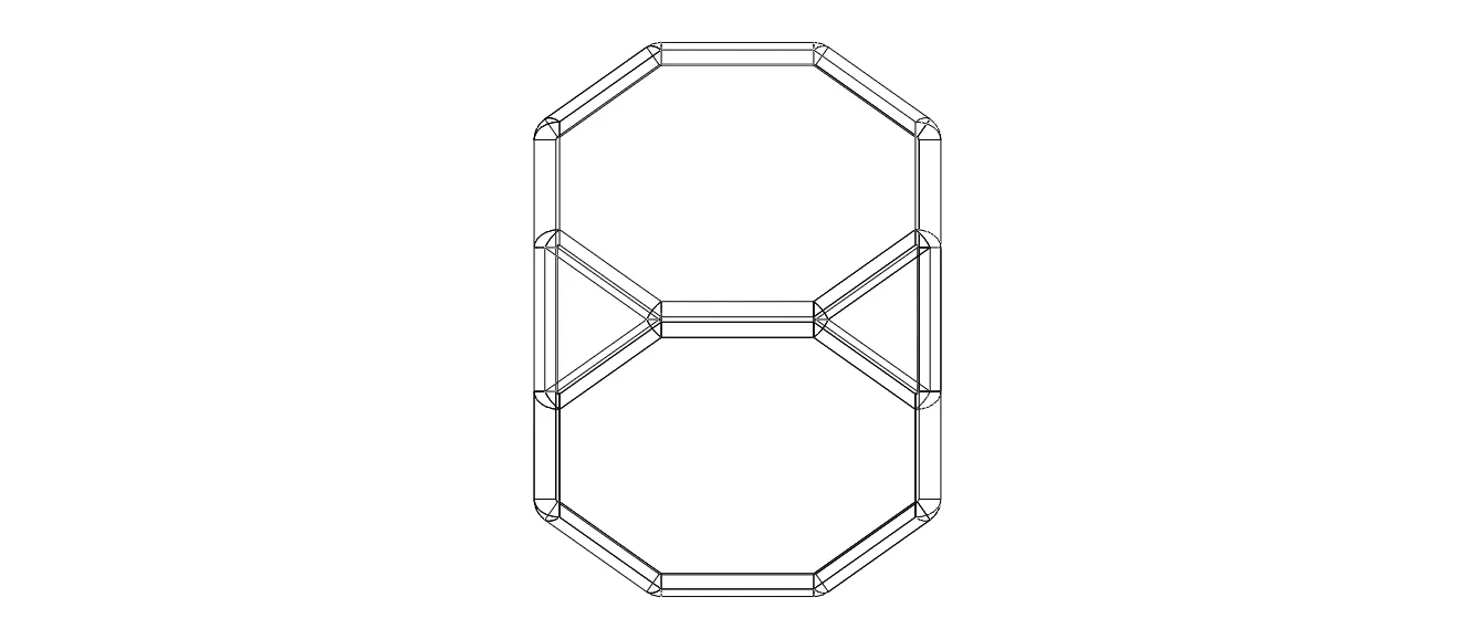 Wireframe Shape Truncated Cube