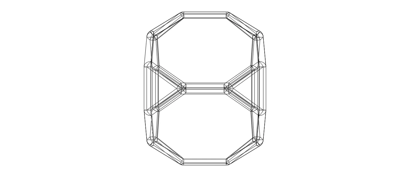 Wireframe Shape Truncated Cube