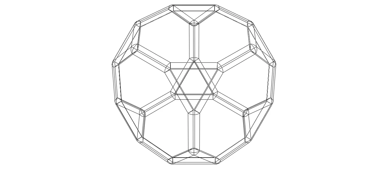 Wireframe Shape Truncated Cube