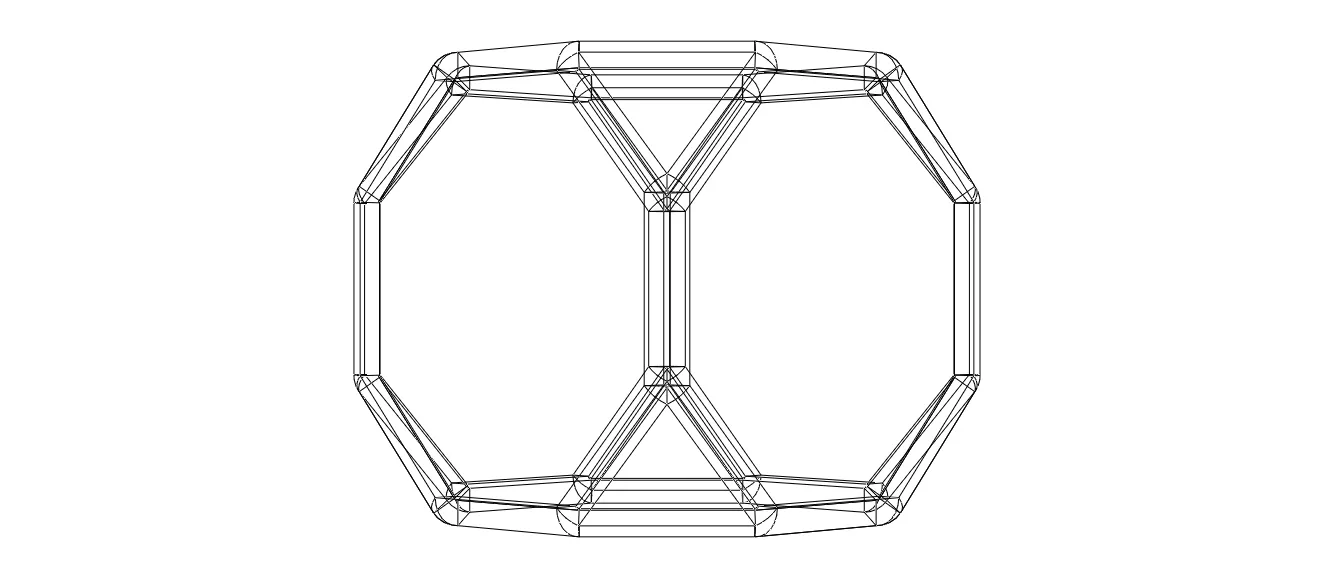 Wireframe Shape Truncated Cube