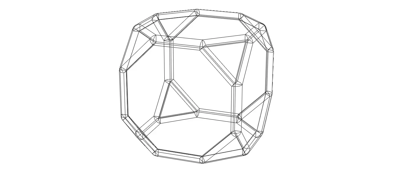 Wireframe Shape Truncated Cube