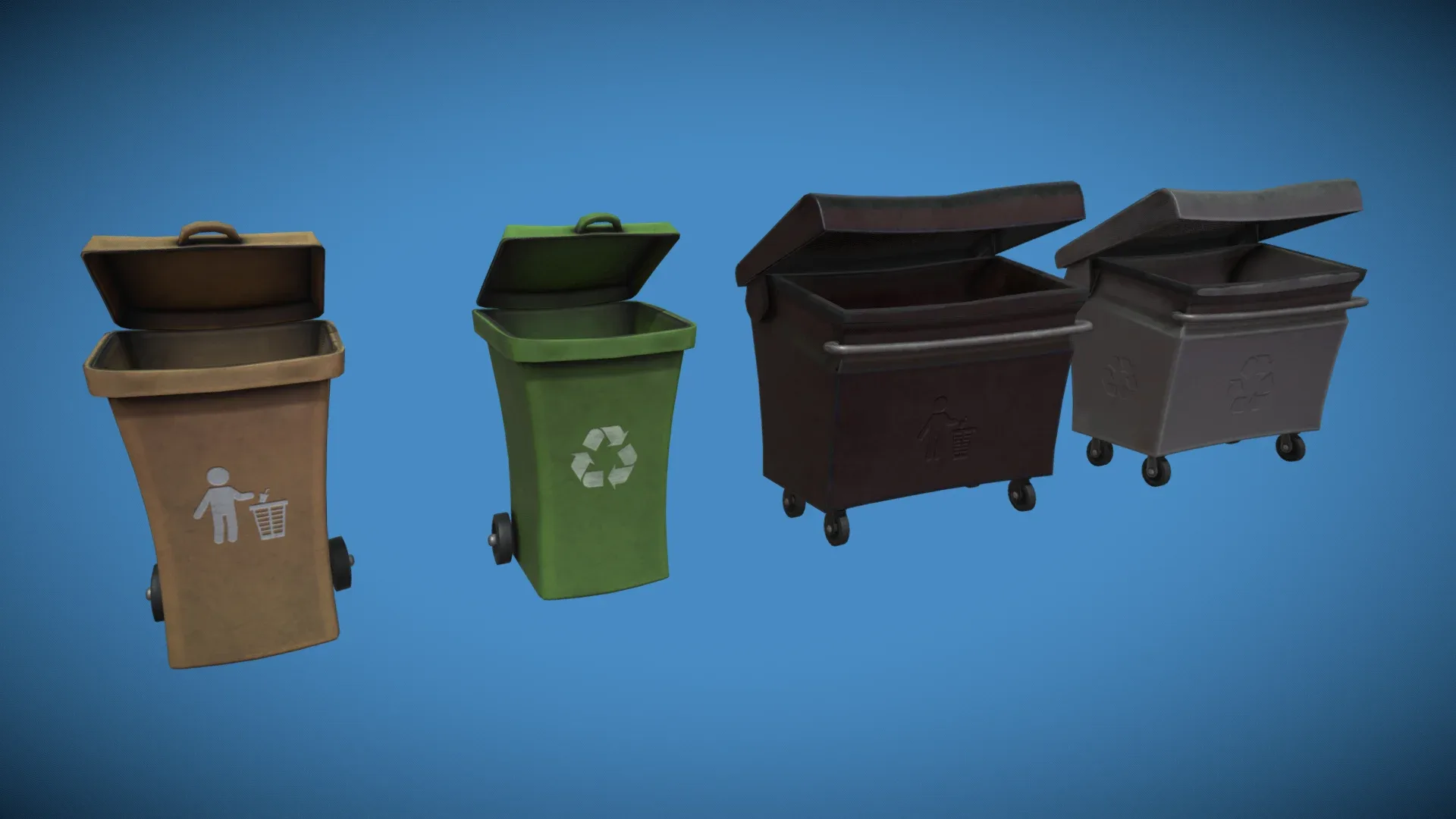 Stylized London UK Trash Bin and Recycle Bin