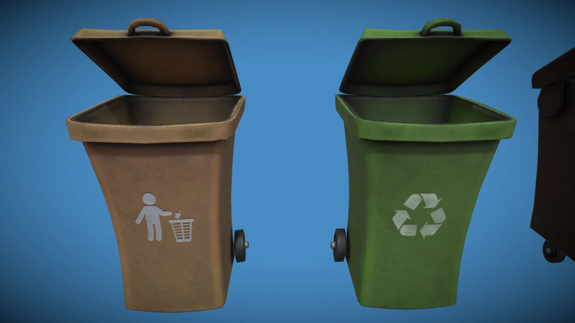 Stylized London UK Trash Bin and Recycle Bin