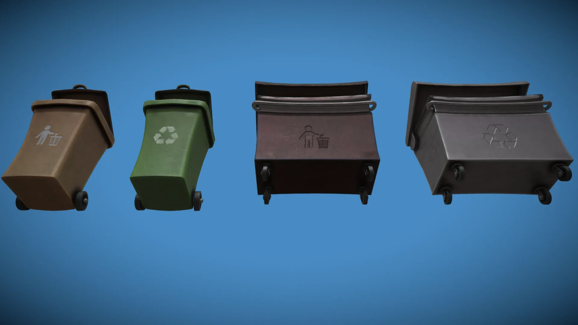 Stylized London UK Trash Bin and Recycle Bin