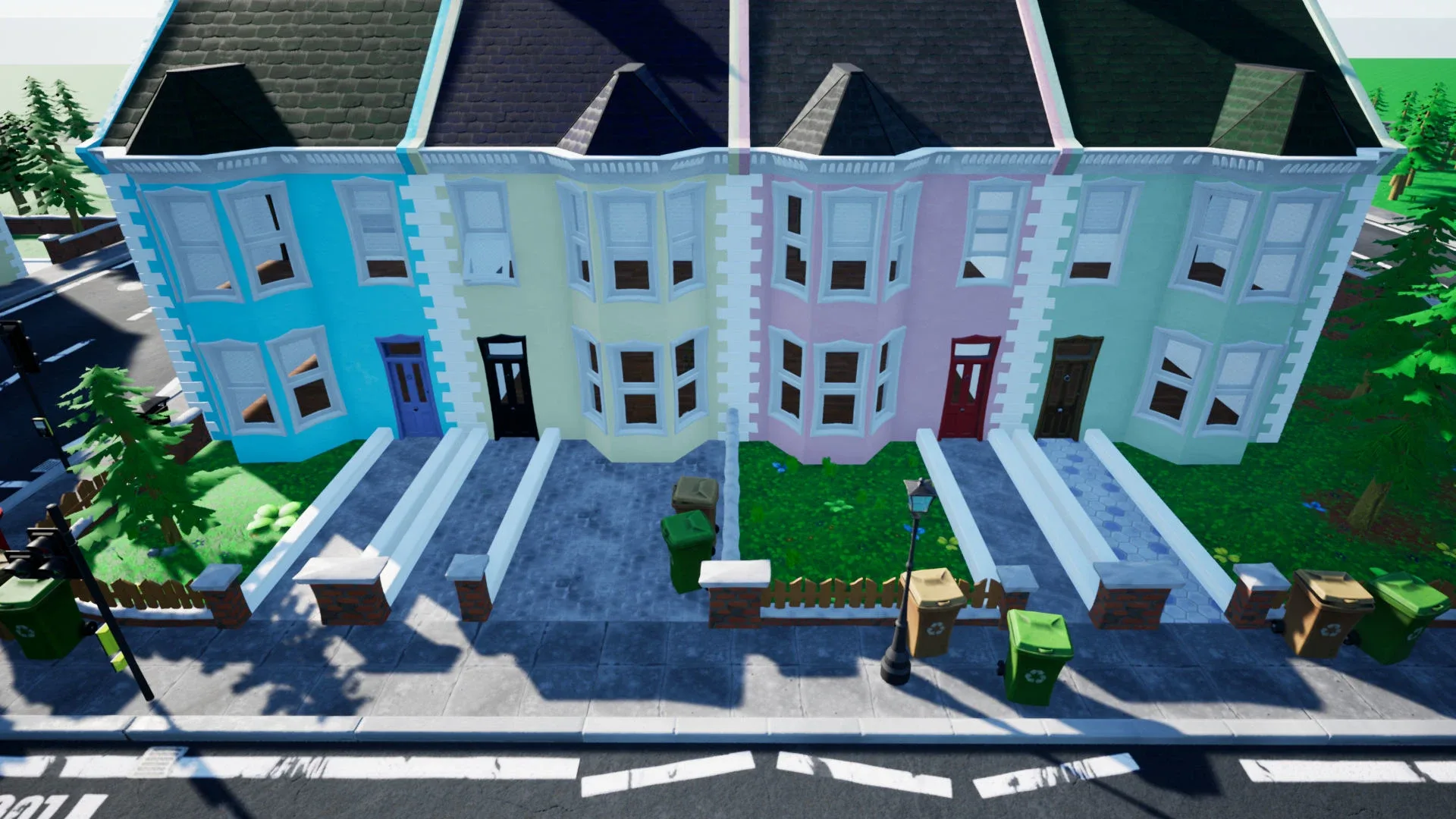 Stylized UK Modular House and Road