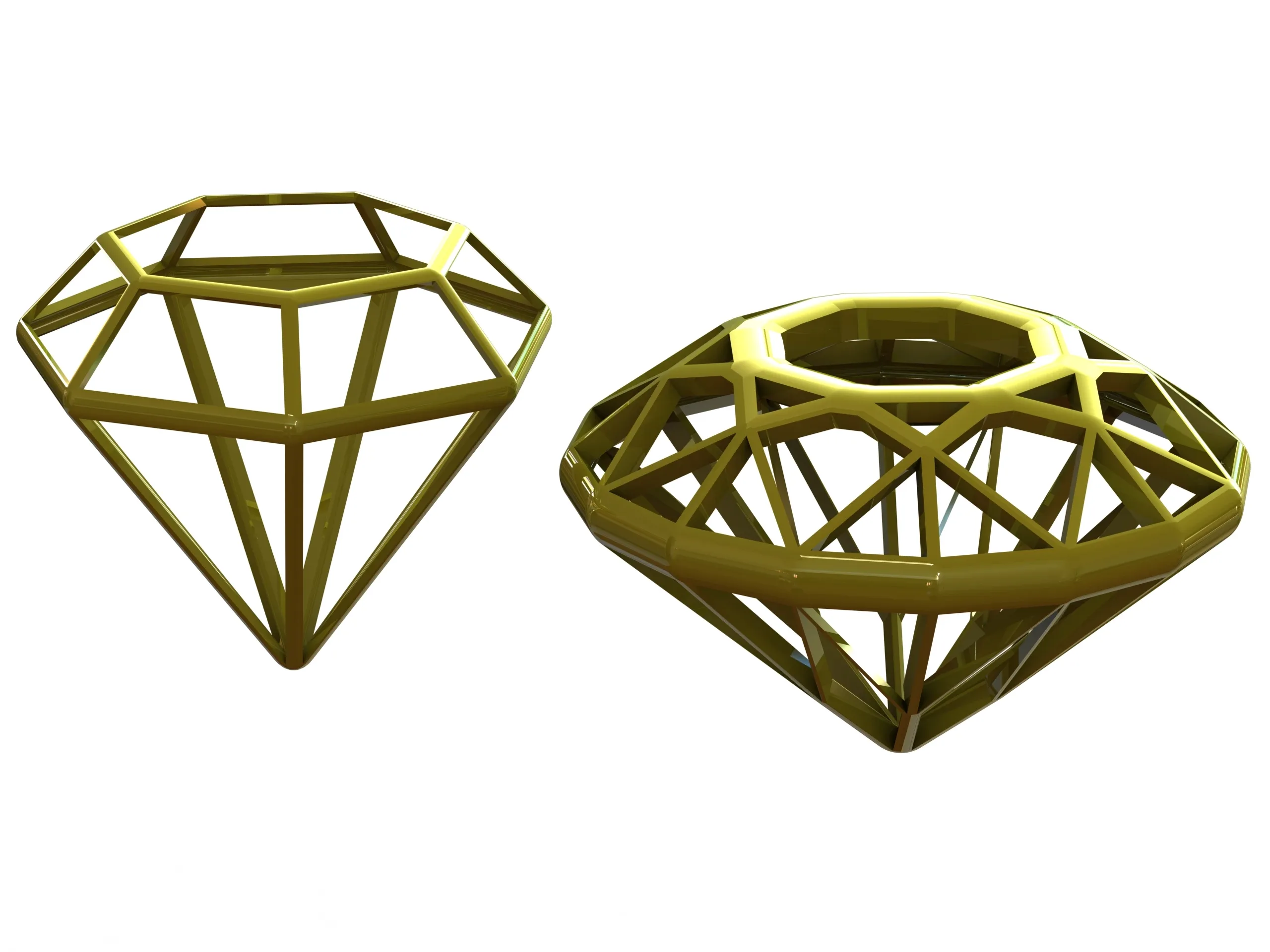 Wireframe Diamond Gem