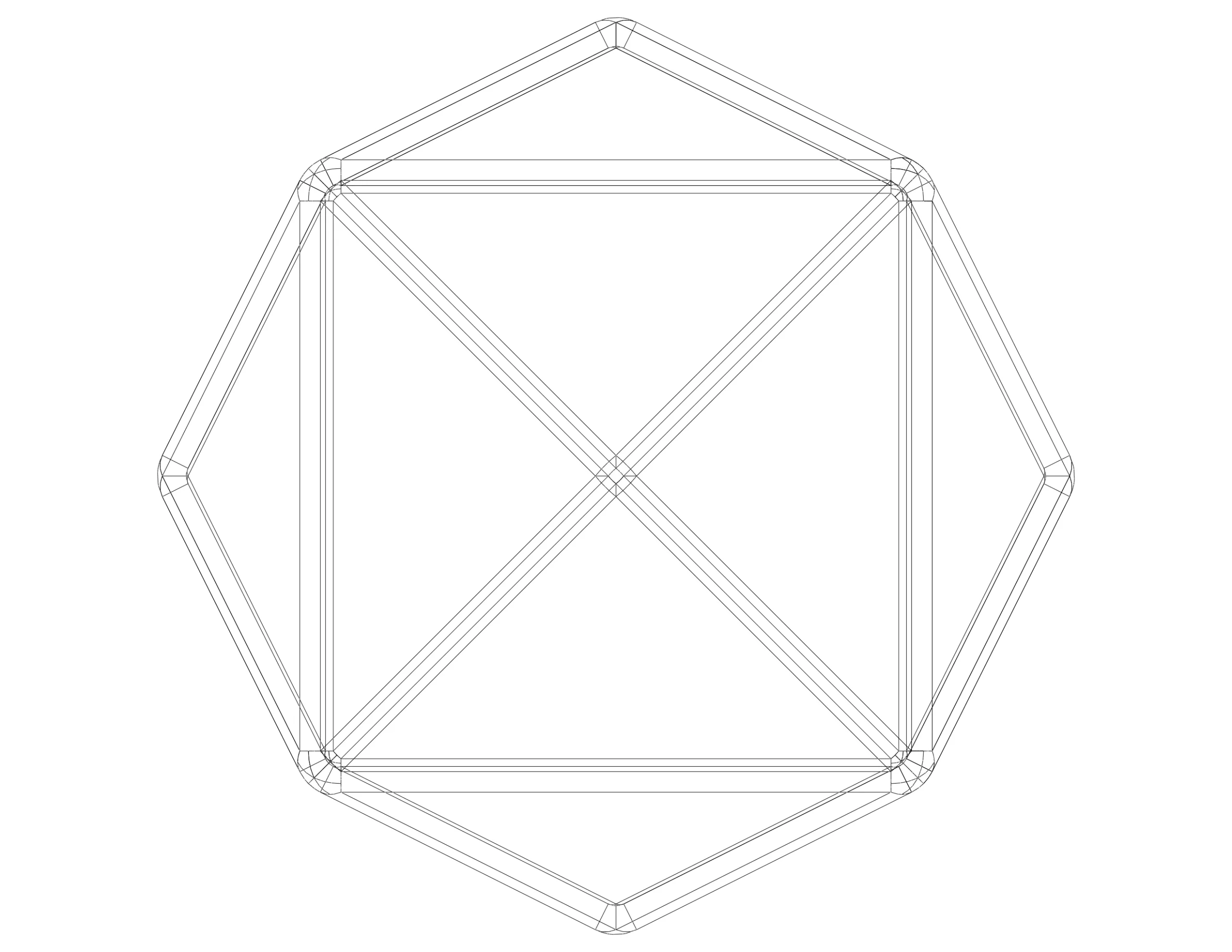 Wireframe Shape Tetrakis Hexahedron