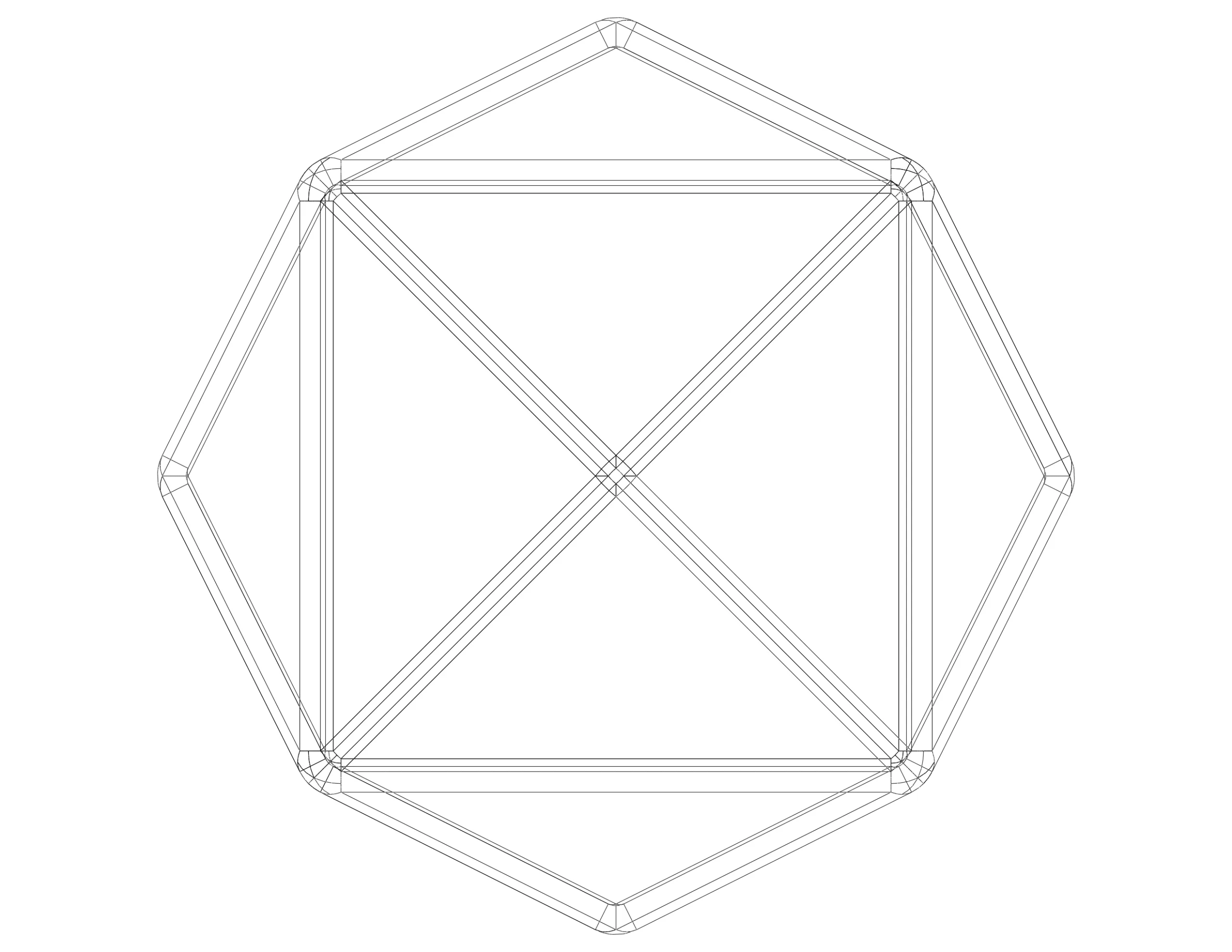 Wireframe Shape Tetrakis Hexahedron