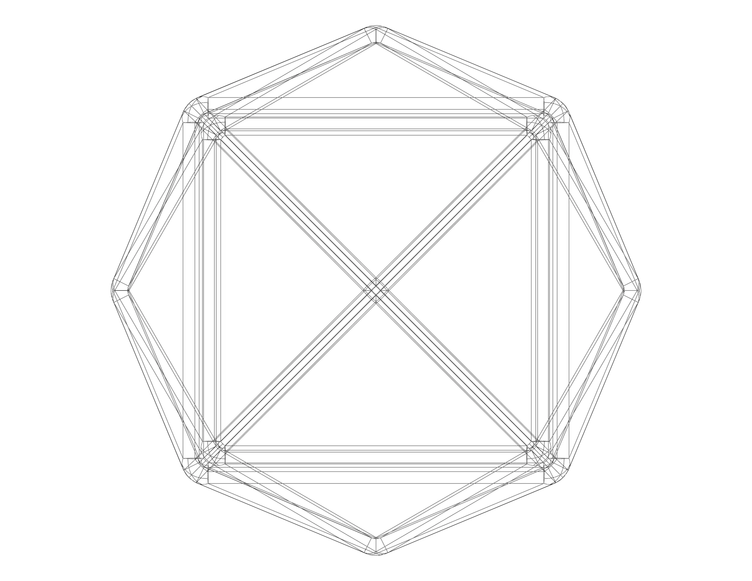 Wireframe Shape Tetrakis Hexahedron