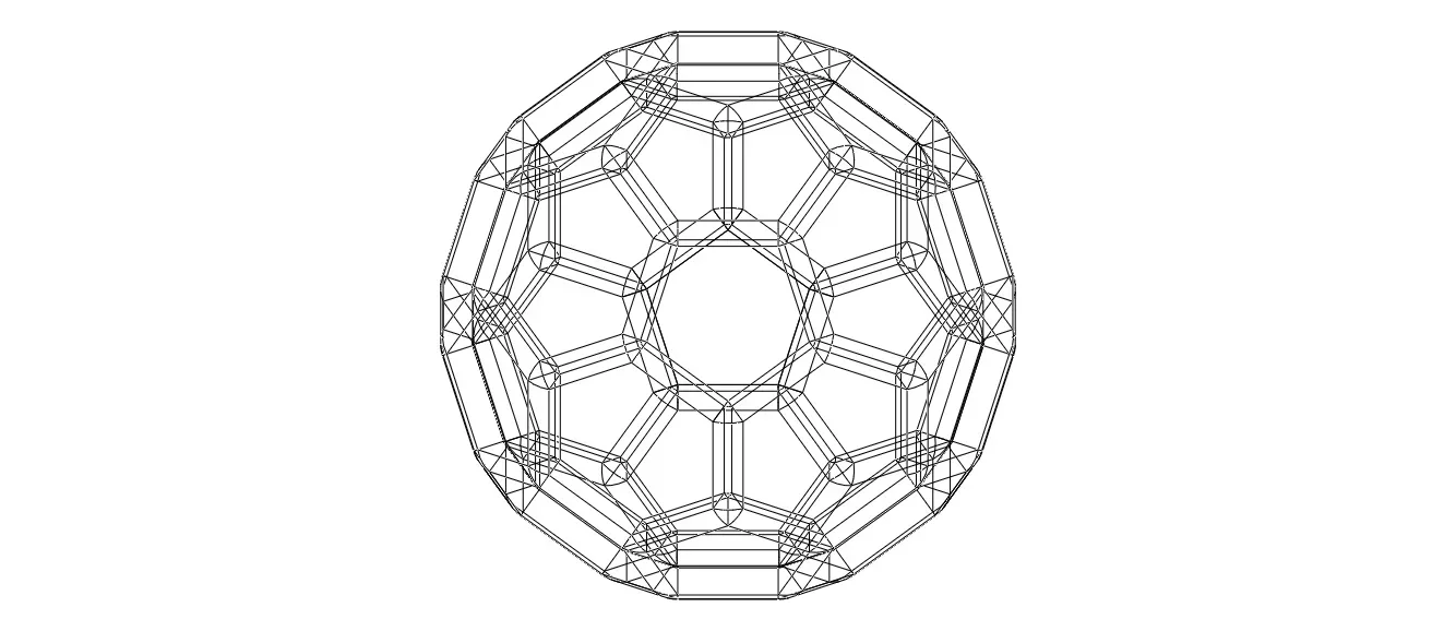 Wireframe Shape Truncated Icosahedron