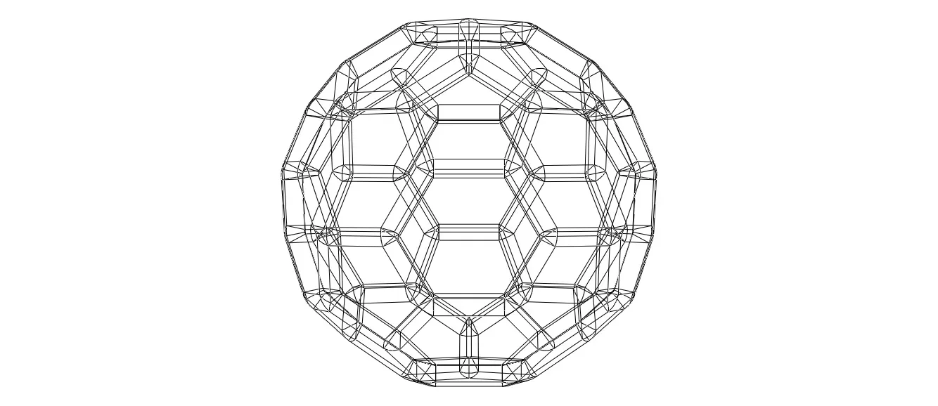 Wireframe Shape Truncated Icosahedron