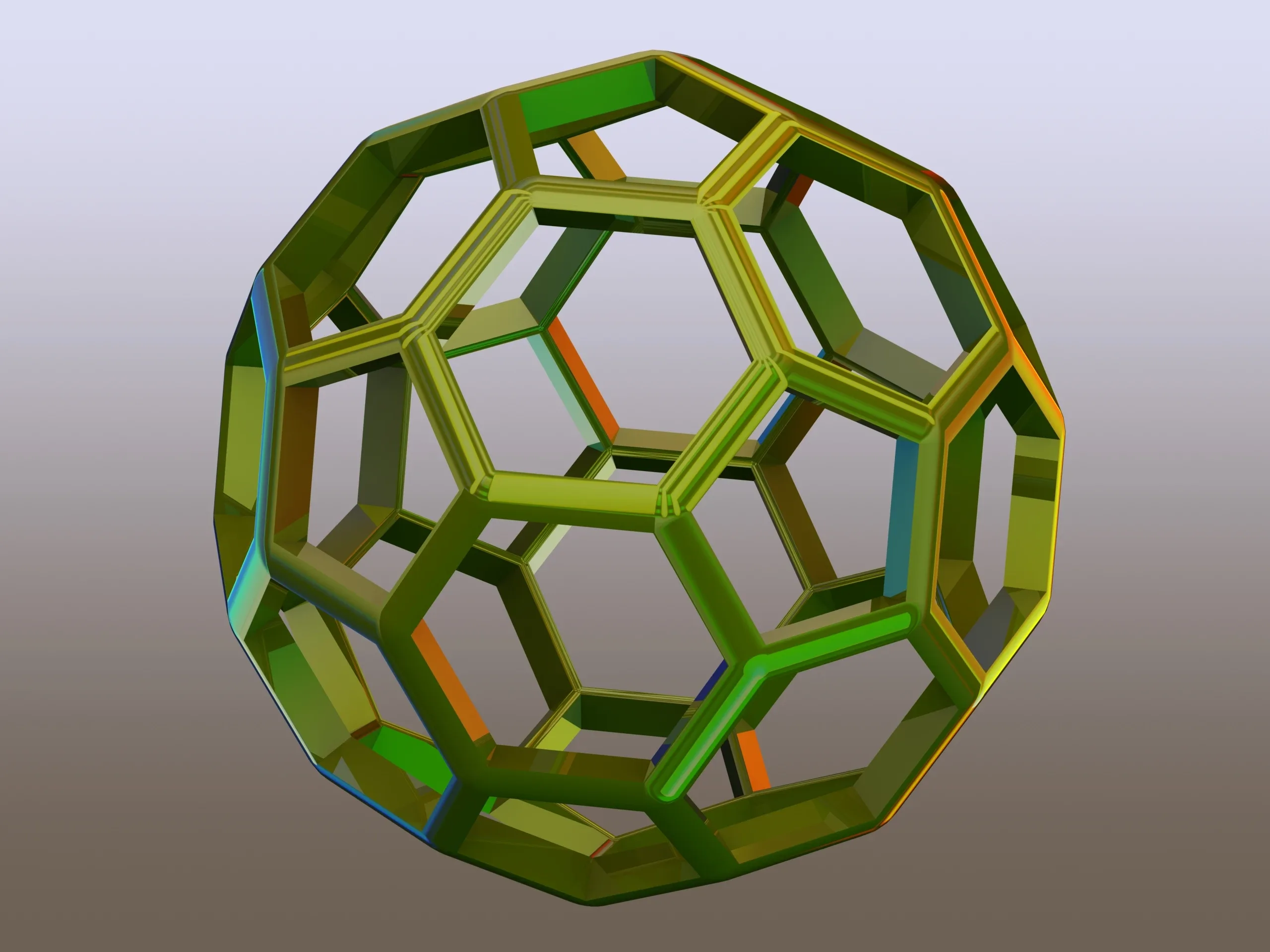 Wireframe Shape Truncated Icosahedron