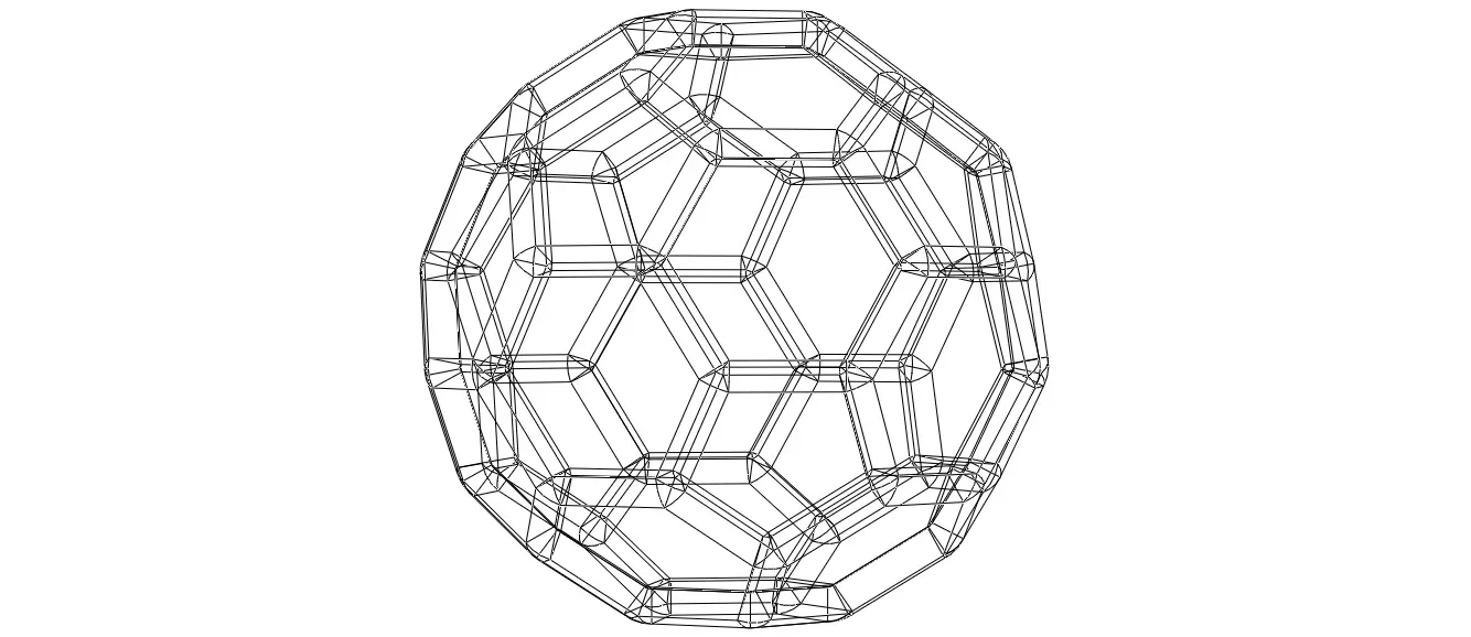 Wireframe Shape Truncated Icosahedron