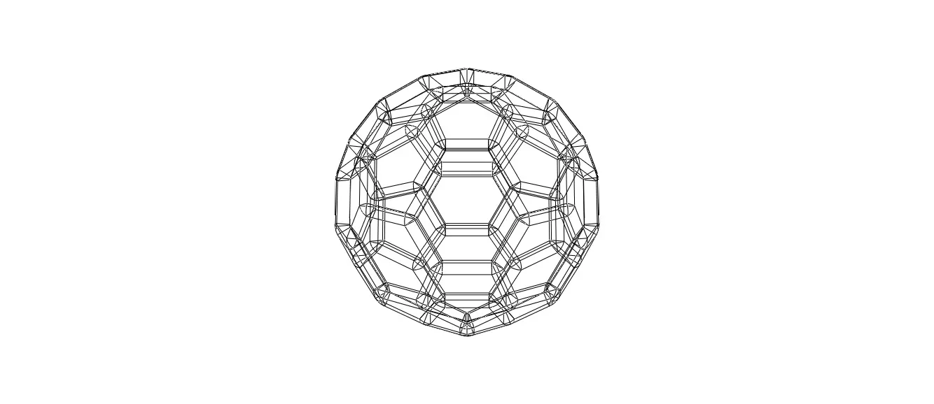 Wireframe Shape Truncated Icosahedron