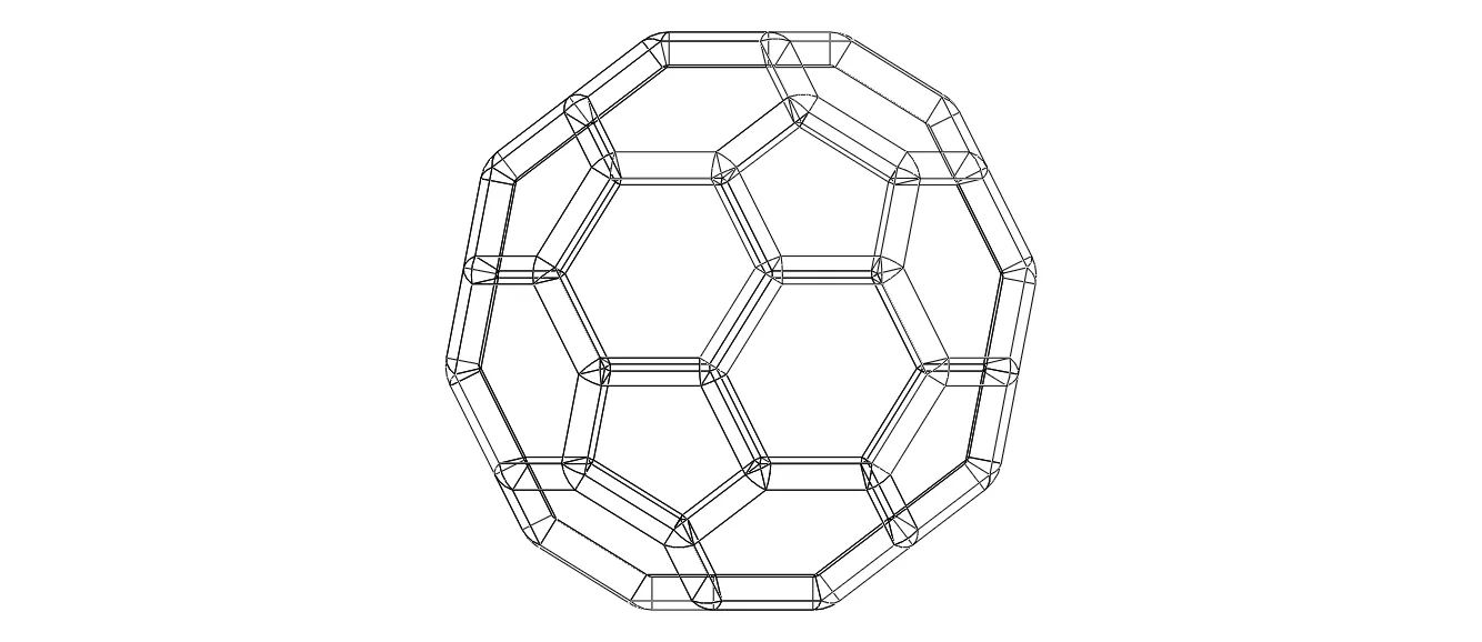 Wireframe Shape Truncated Icosahedron