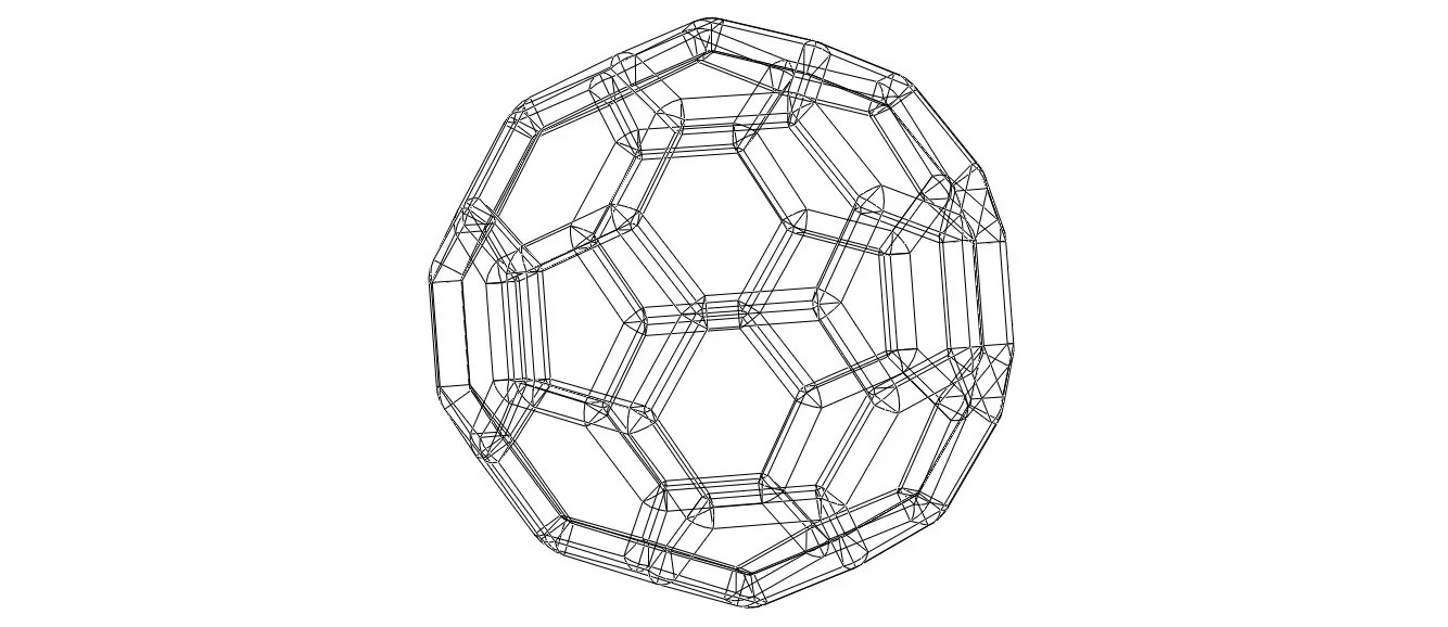 Wireframe Shape Truncated Icosahedron