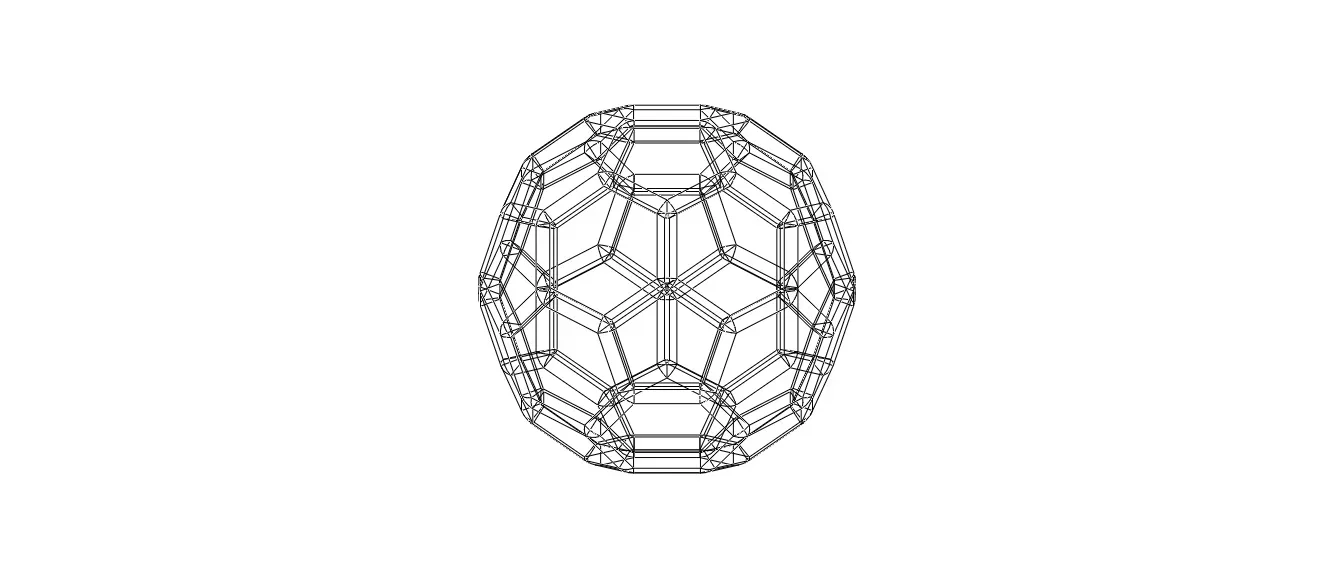 Wireframe Shape Truncated Icosahedron