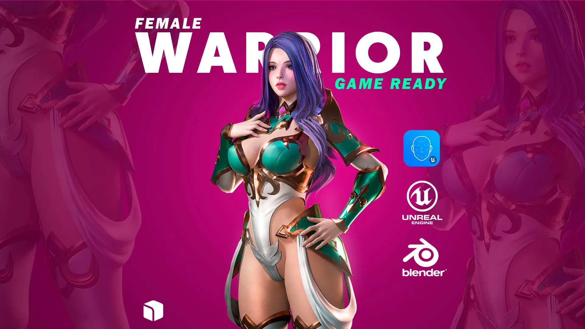 Azura - Female Warrior Character - Blender 3D Model - UE4 - Game Ready