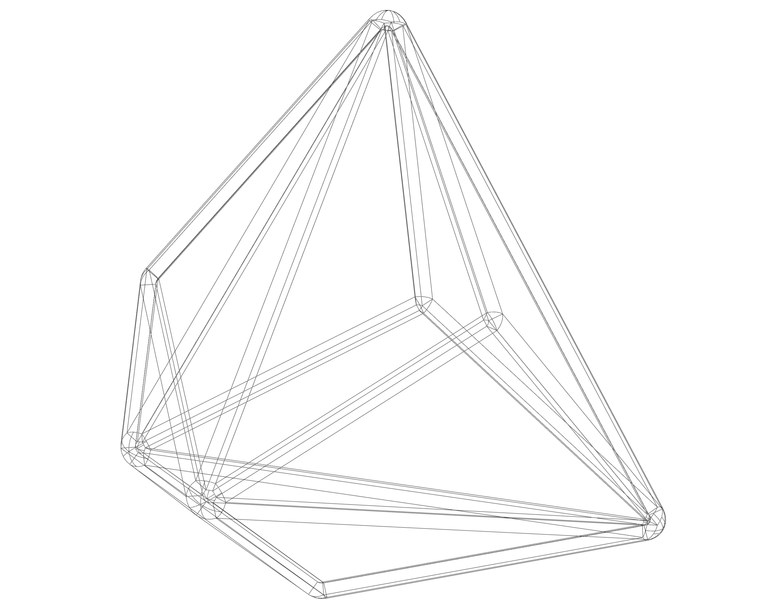 Wireframe Shape Triakis Tetrahedron