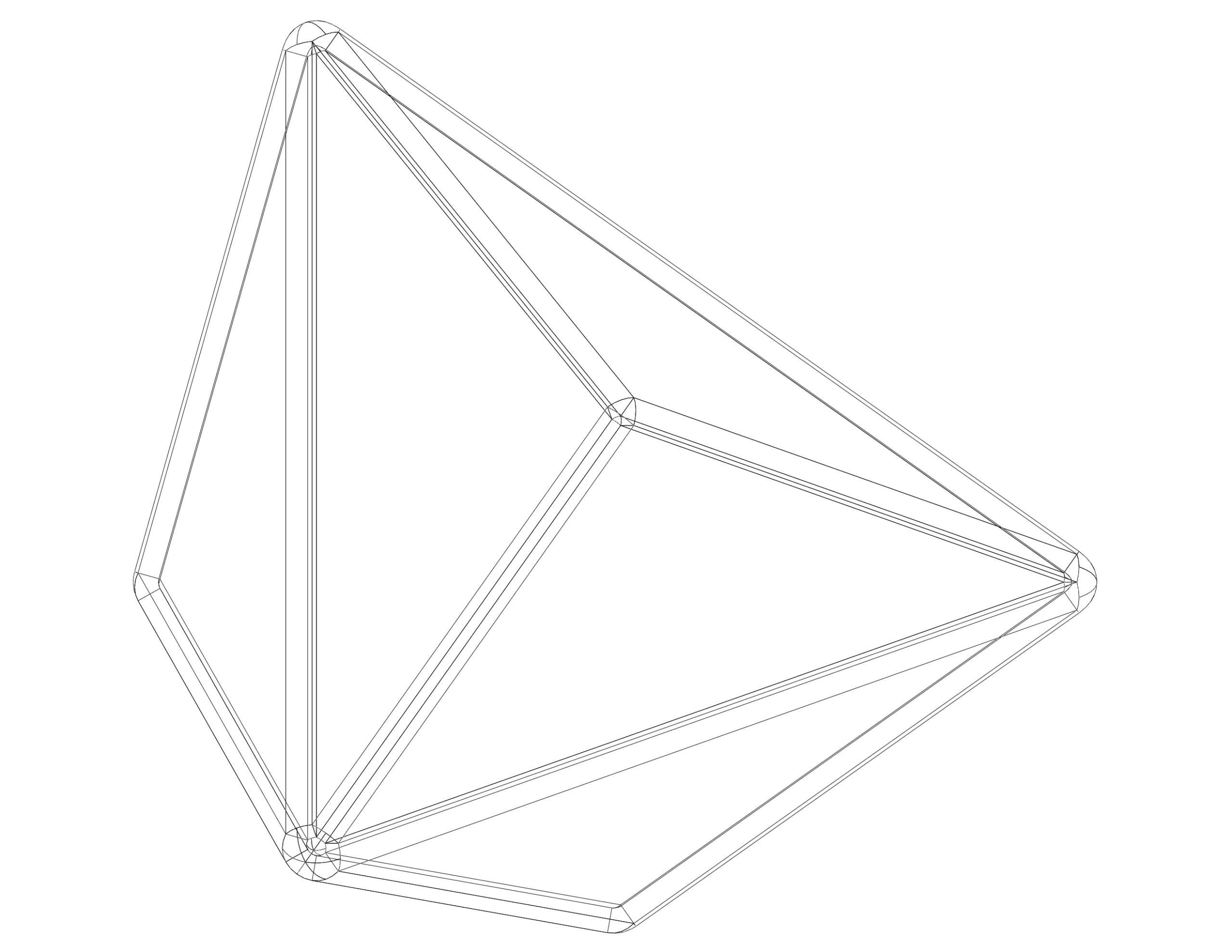 Wireframe Shape Triakis Tetrahedron