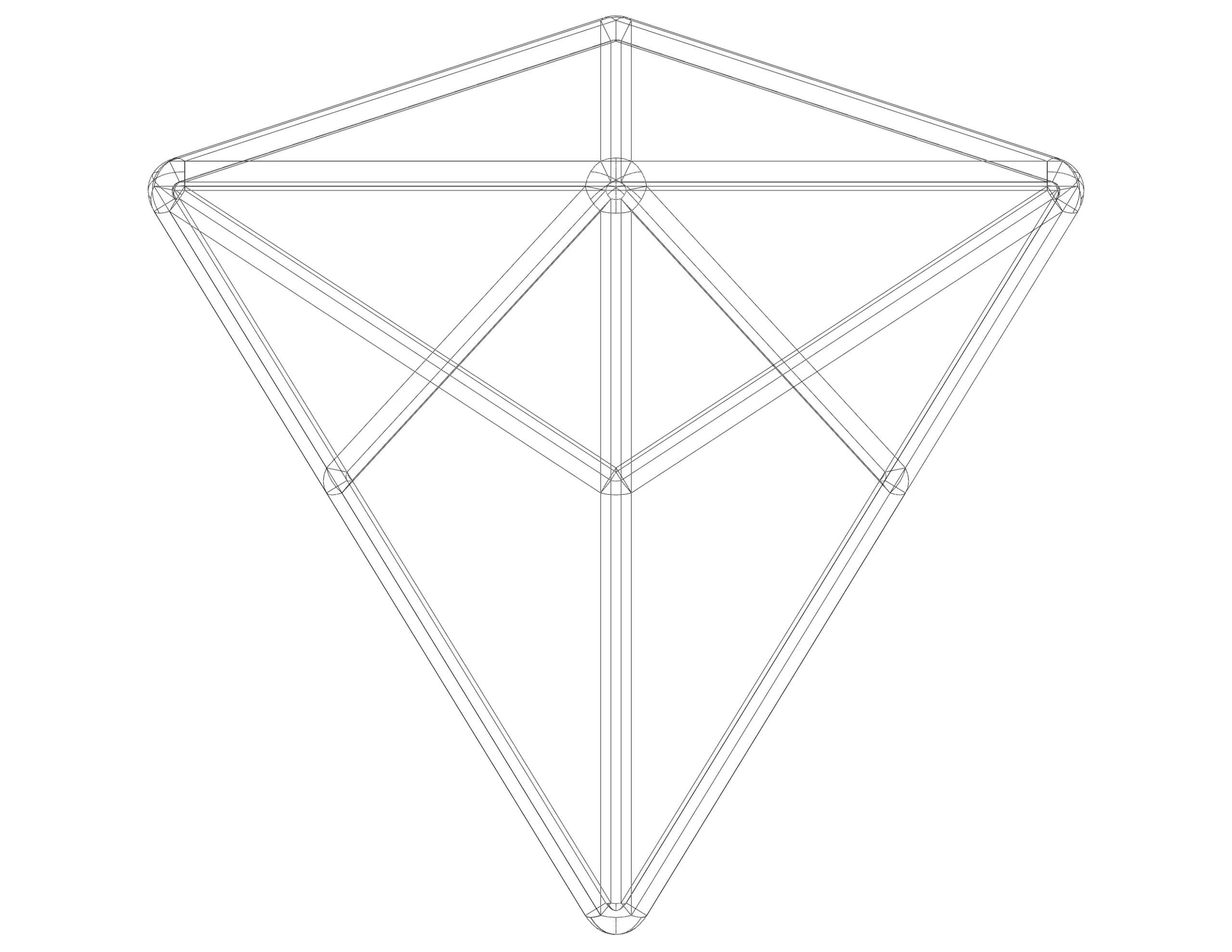 Wireframe Shape Triakis Tetrahedron