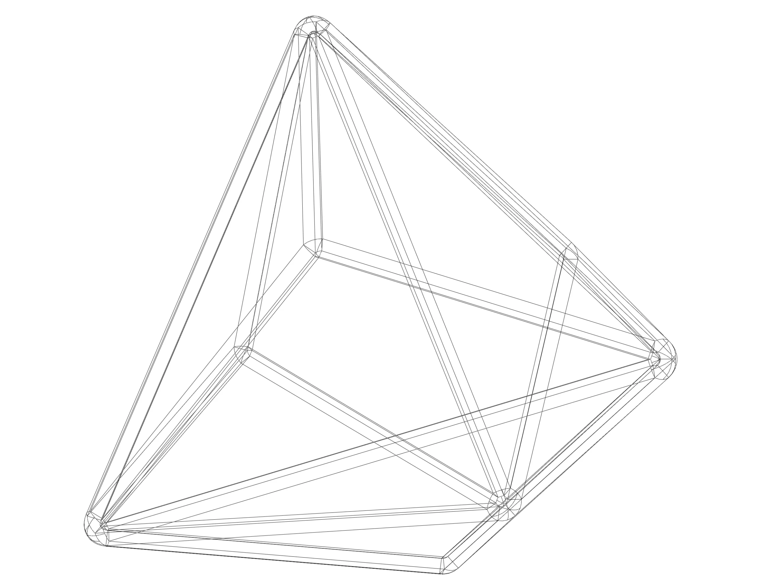 Wireframe Shape Triakis Tetrahedron