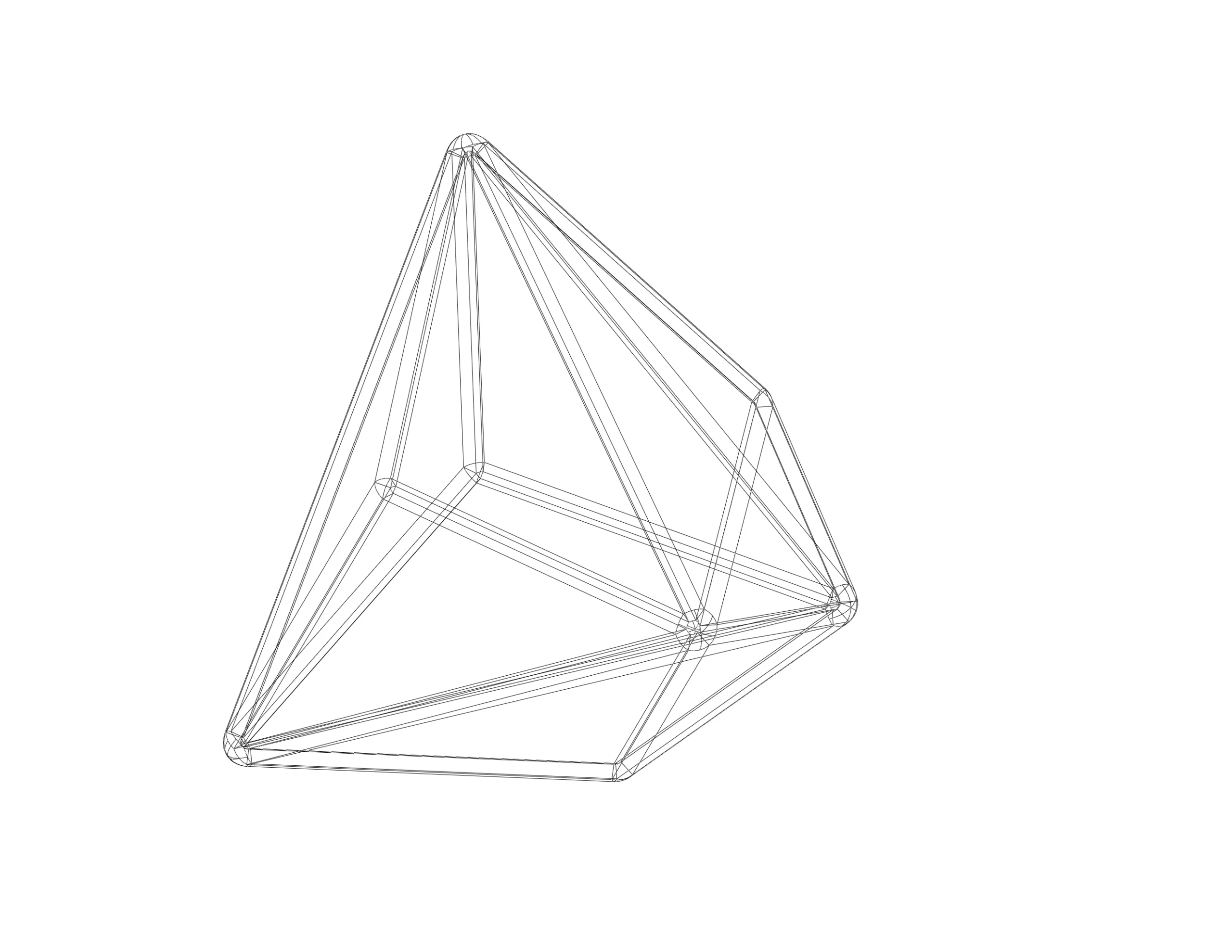 Wireframe Shape Triakis Tetrahedron