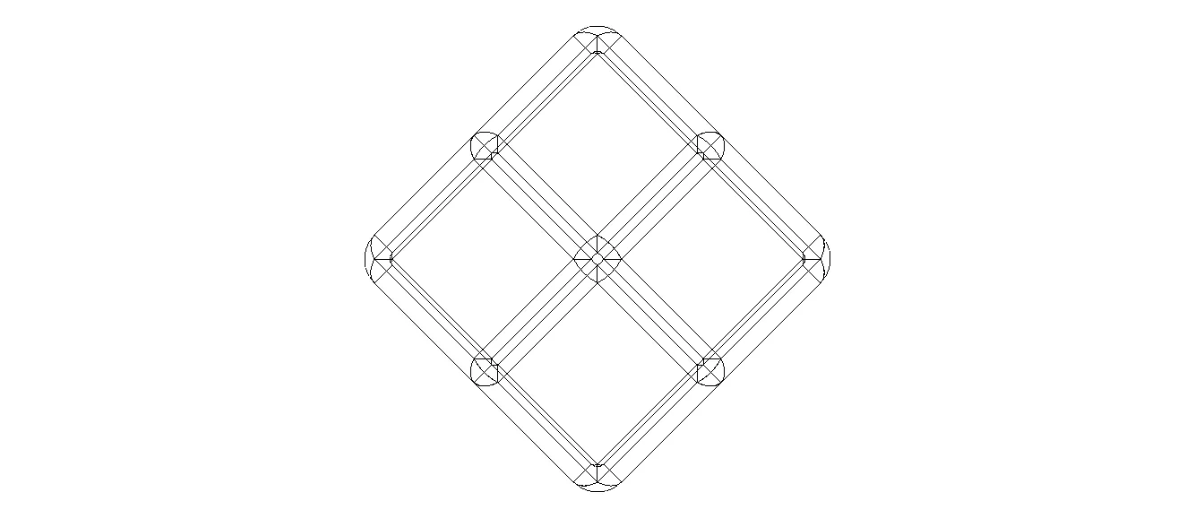 Wireframe Shape Rhombic Dodecahedron