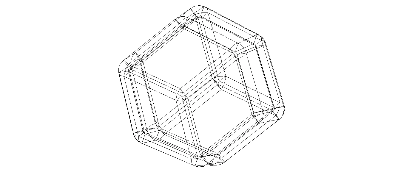 Wireframe Shape Rhombic Dodecahedron