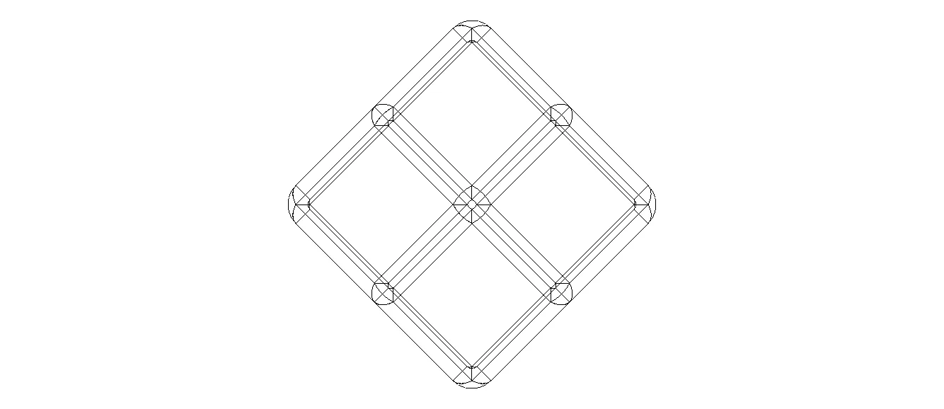 Wireframe Shape Rhombic Dodecahedron